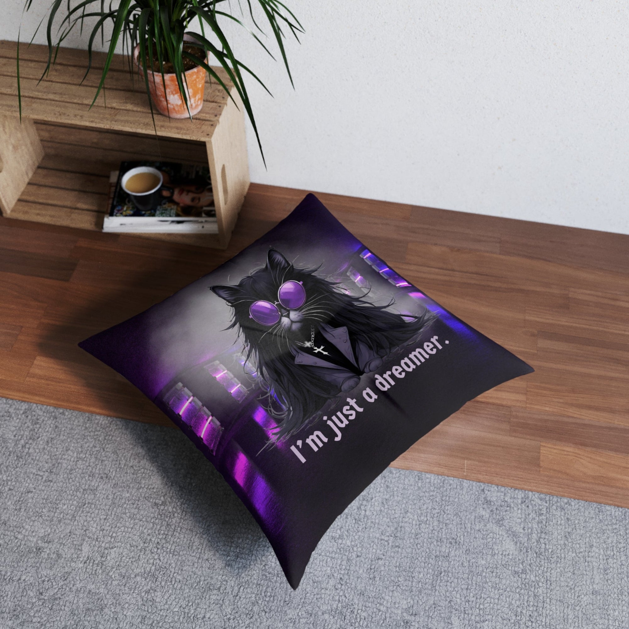 Dreamer Ozzy Cat Tufted Floor Pillow, Square - Decor, Home, Pillows - EpiAl's Shop