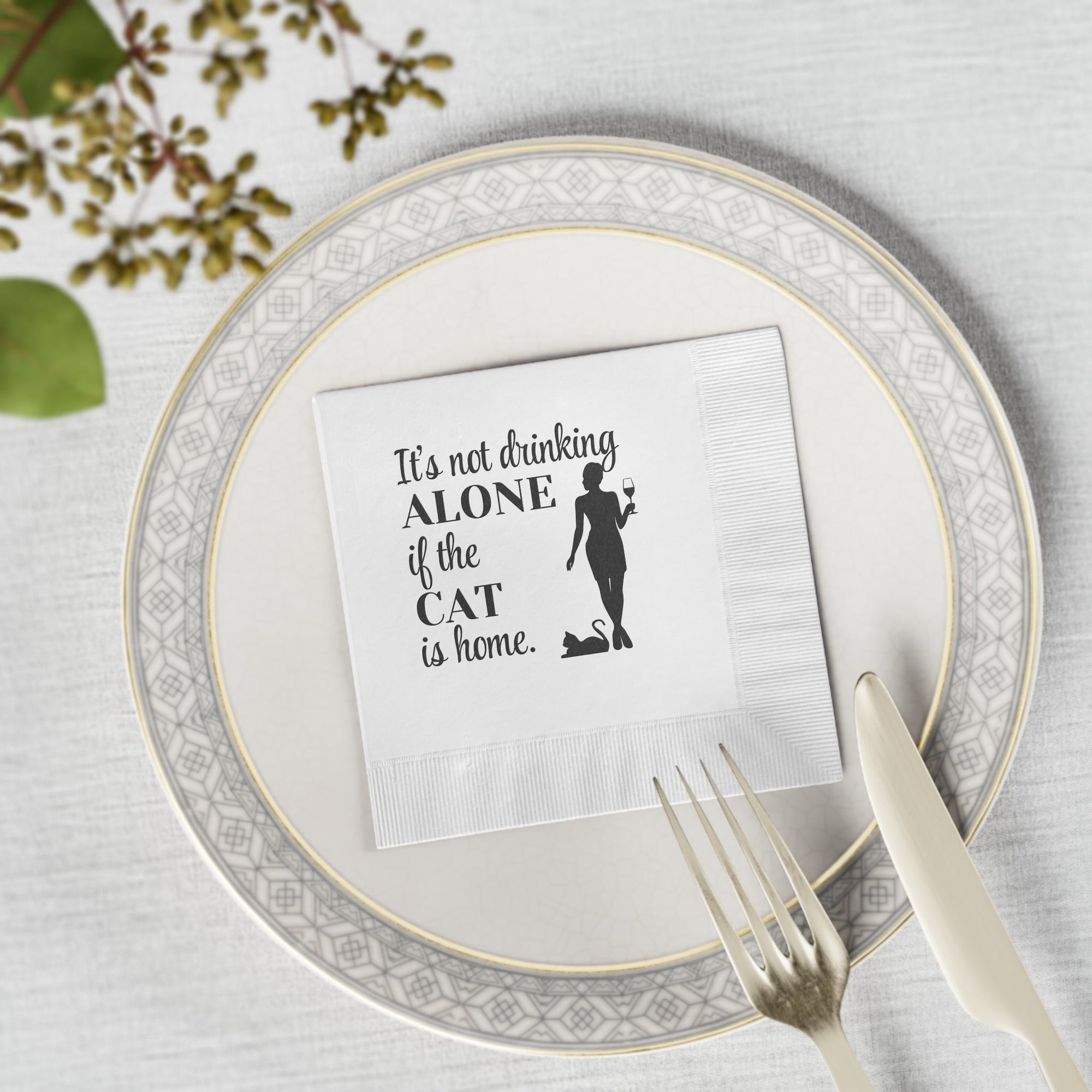 Drinking Alone White Coined Napkins - Paper Products, Napkins - EpiAl's Shop