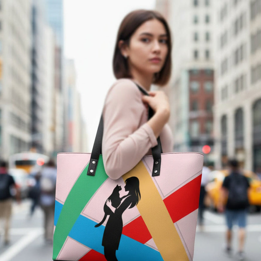 “Not a People Person” Cat Tote Bag – Abstract Art Shoulder Bag (Furreal Priorities Edition)