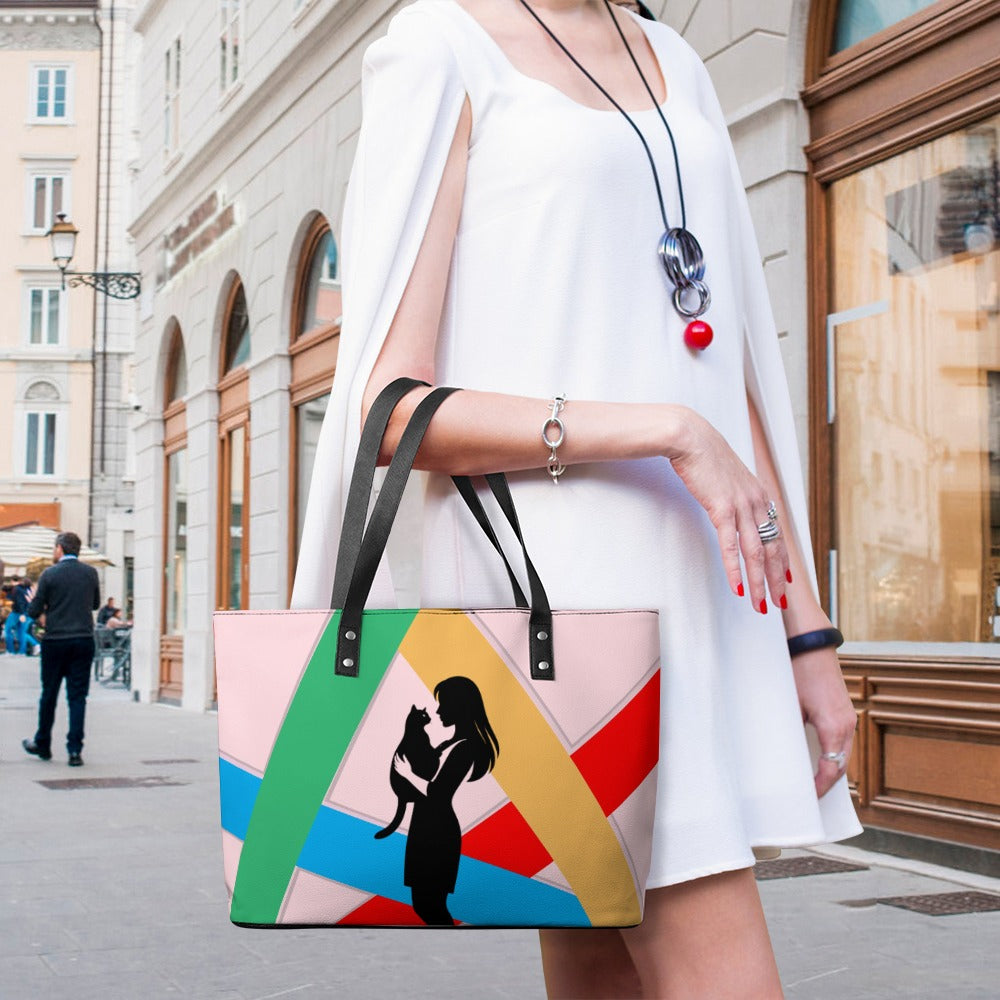 “Not a People Person” Cat Tote Bag – Abstract Art Shoulder Bag (Furreal Priorities Edition)