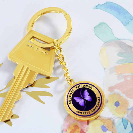 Educate, Empower: Epilepsy Awareness Keychain in Gold - Jewelry - Epileptic Al’s Shop