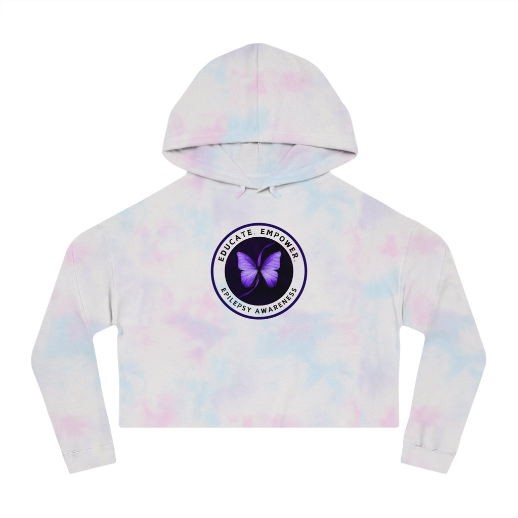 Educate, Empower Epilepsy Awareness Women's Cropped Hooded Sweatshirt - Hoodie - EpiAl's Shop