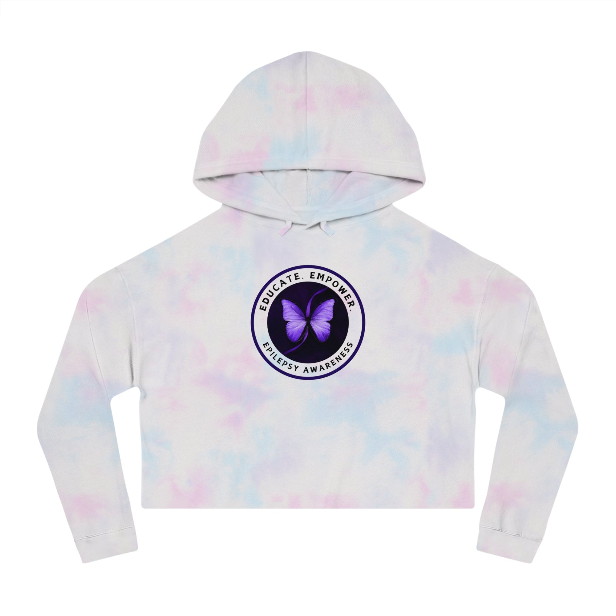 Educate, Empower Epilepsy Awareness Women's Cropped Hooded Sweatshirt - Hoodie - EpiAl's Shop