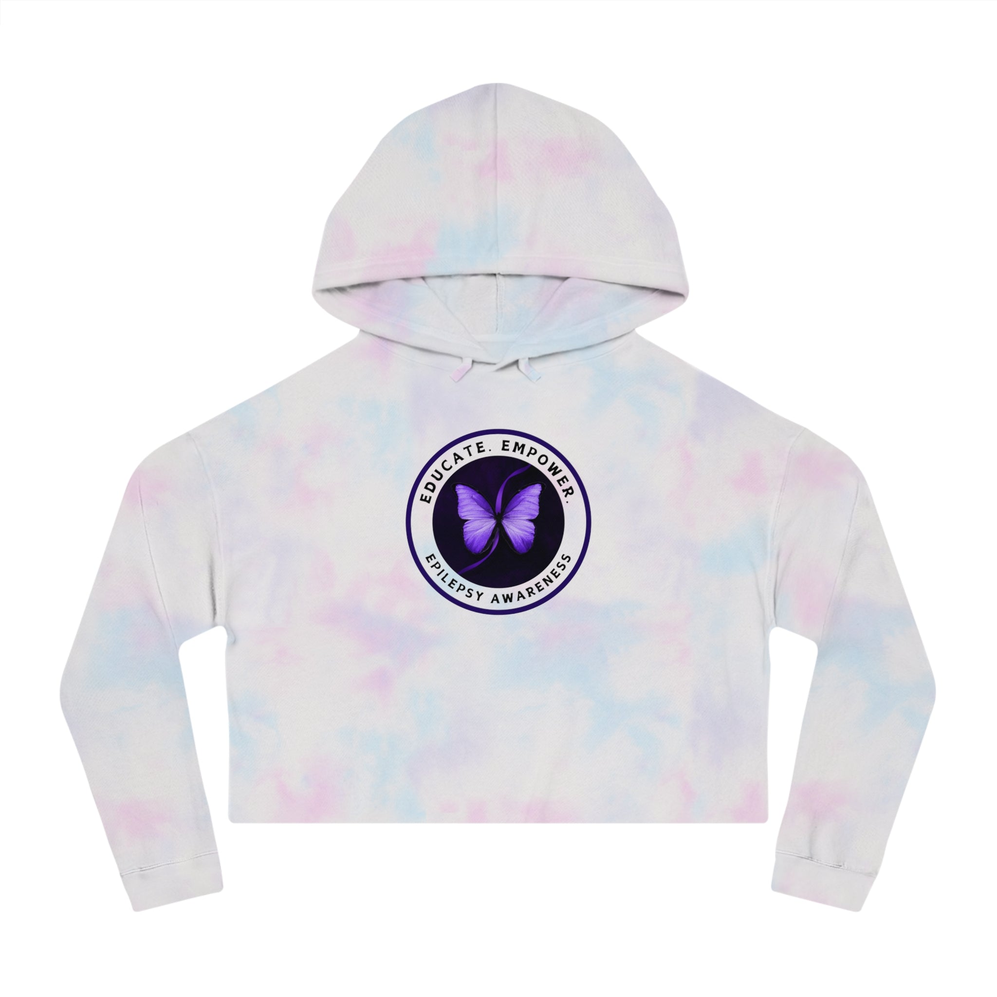 Educate, Empower Epilepsy Awareness Women's Cropped Hooded Sweatshirt - Hoodie - EpiAl's Shop