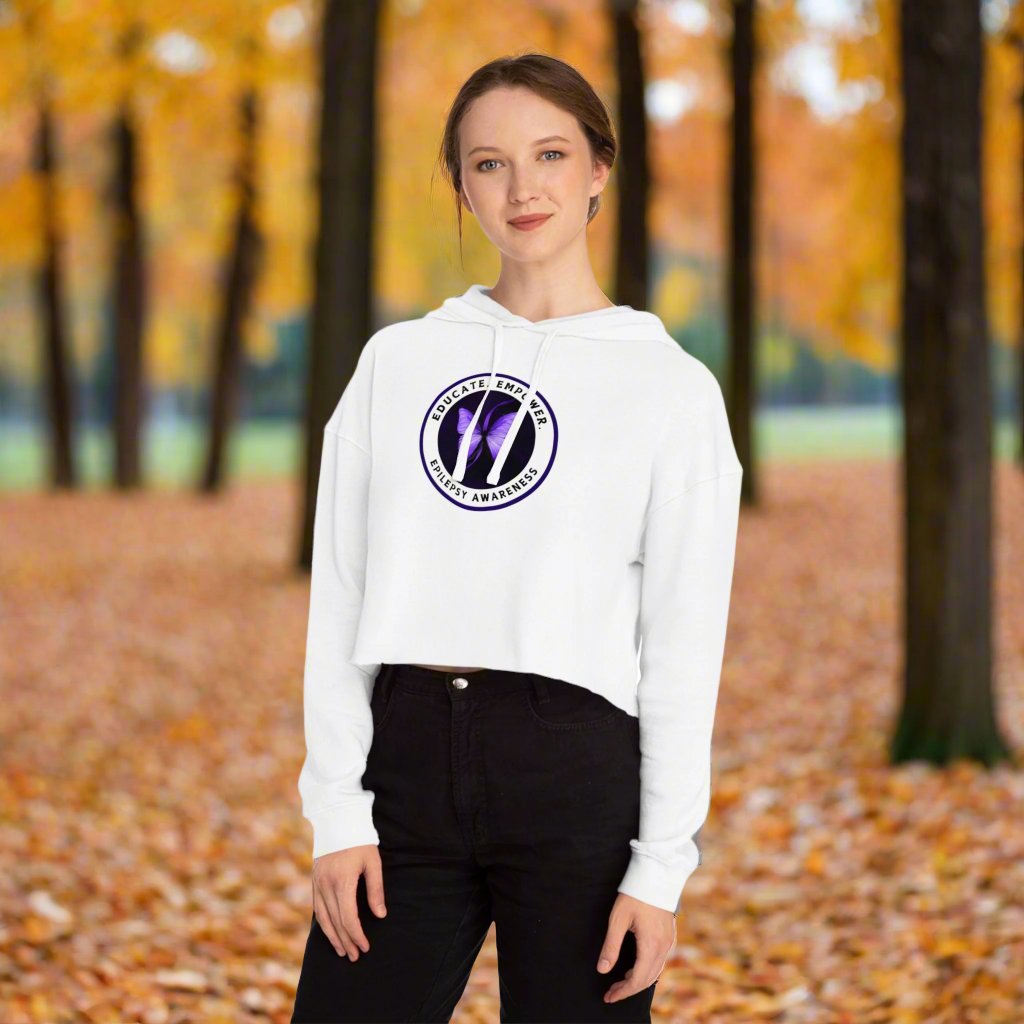 Educate, Empower Epilepsy Awareness Women's Cropped Hooded Sweatshirt - Hoodie - EpiAl's Shop