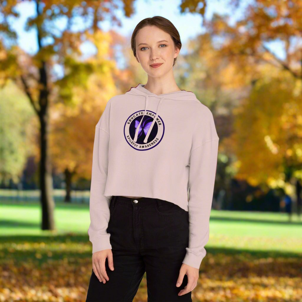 Educate, Empower Epilepsy Awareness Women's Cropped Hooded Sweatshirt - Hoodie - EpiAl's Shop