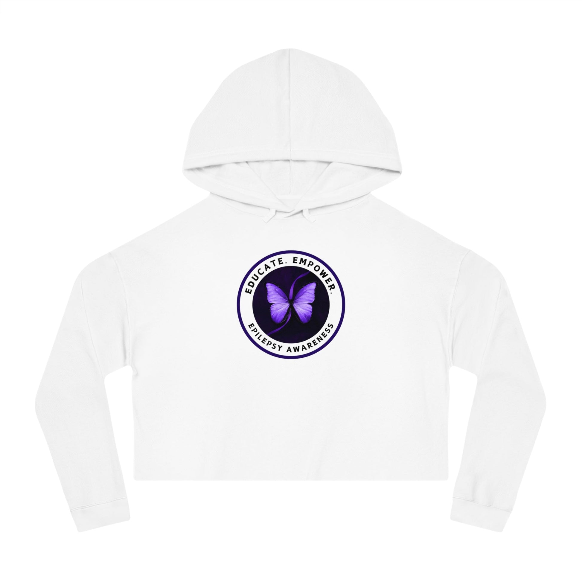 Educate, Empower Epilepsy Awareness Women's Cropped Hooded Sweatshirt - Hoodie - EpiAl's Shop