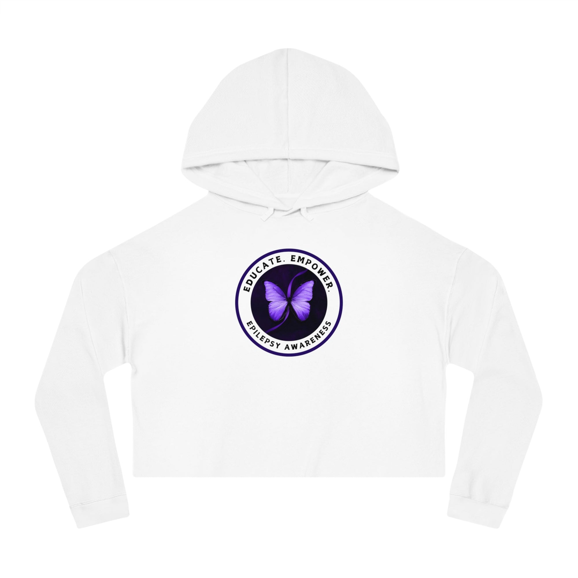 Educate, Empower Epilepsy Awareness Women's Cropped Hooded Sweatshirt - Hoodie - EpiAl's Shop
