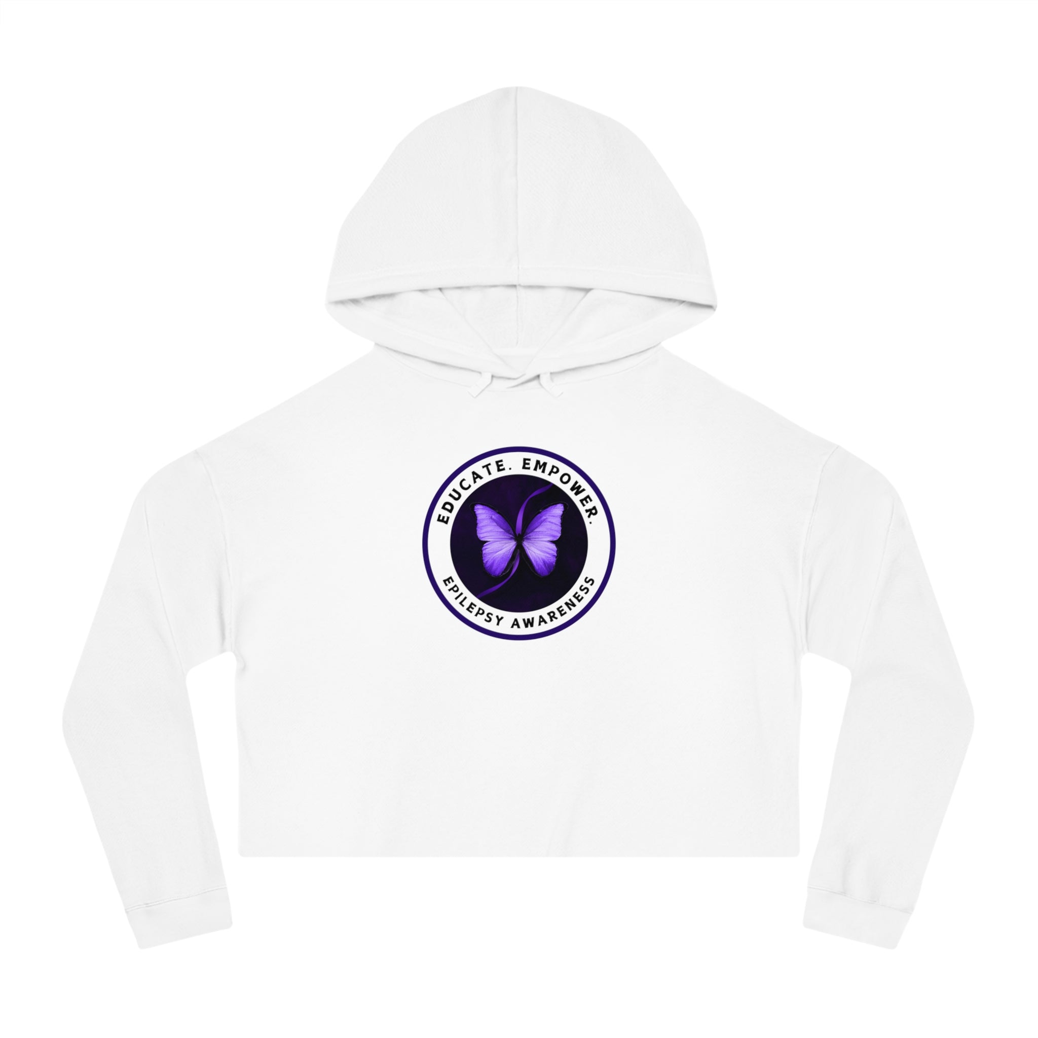 Educate, Empower Epilepsy Awareness Women's Cropped Hooded Sweatshirt - Hoodie - EpiAl's Shop