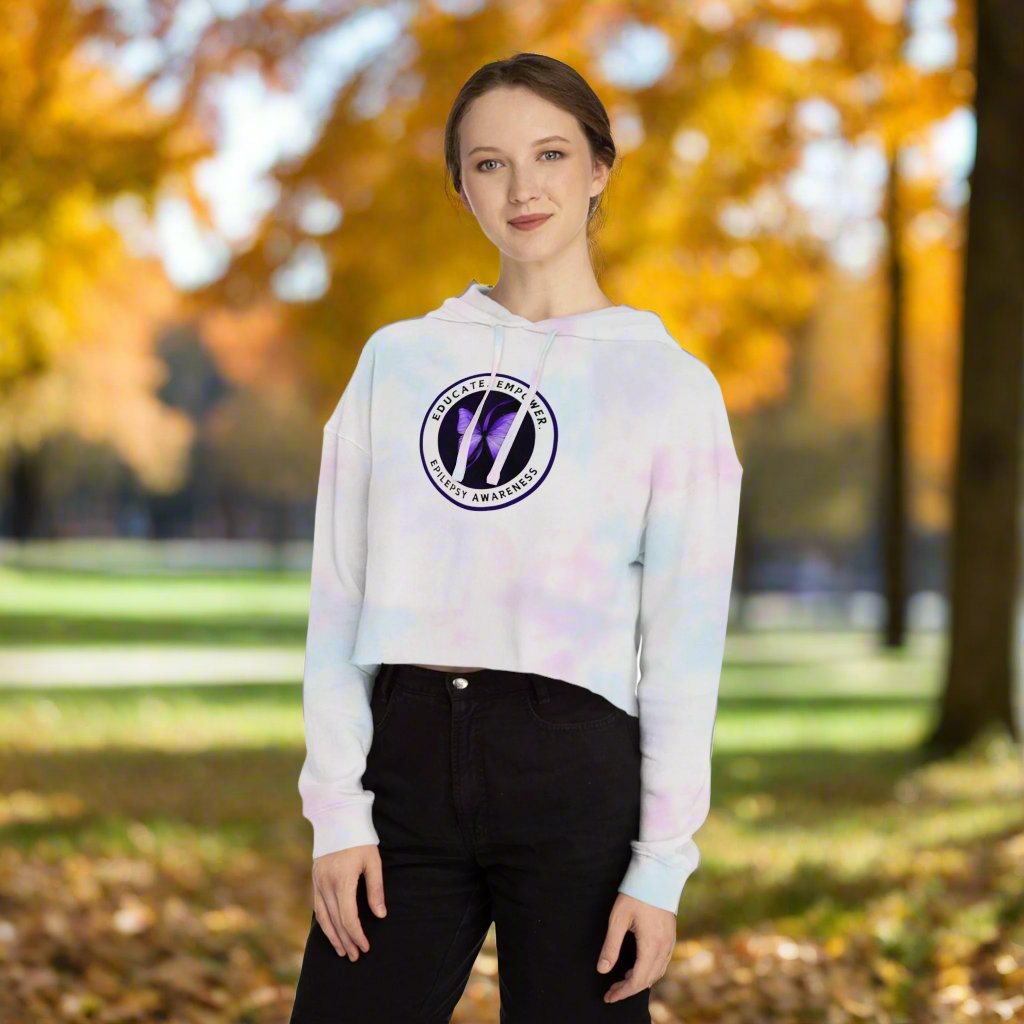 Educate, Empower Epilepsy Awareness Women's Cropped Hooded Sweatshirt - Hoodie - EpiAl's Shop