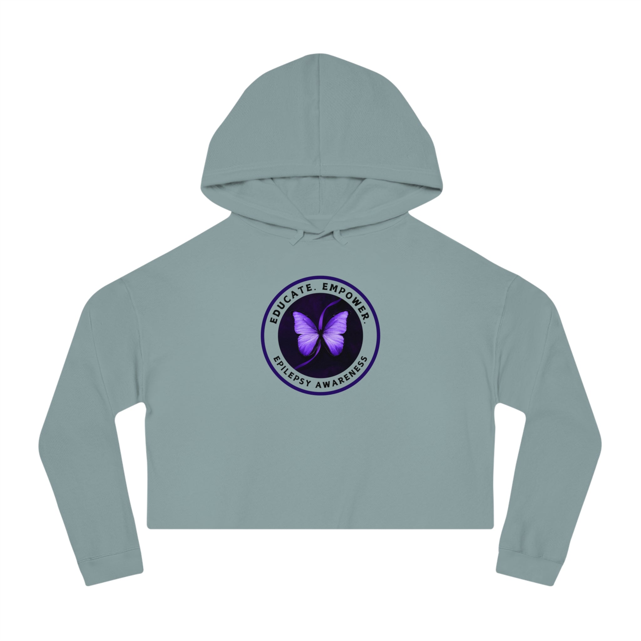 Educate, Empower Epilepsy Awareness Women's Cropped Hooded Sweatshirt - Hoodie - EpiAl's Shop