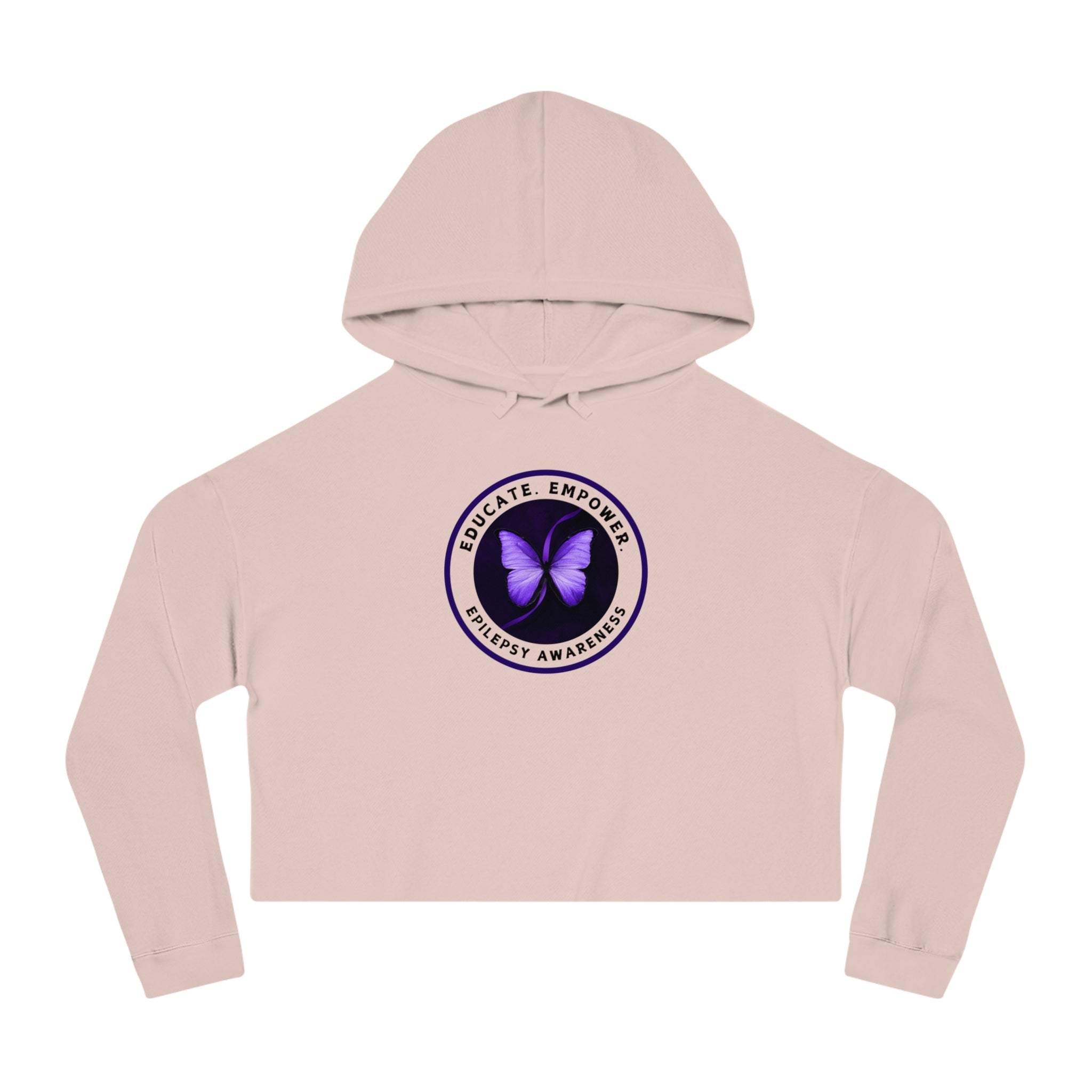 Educate, Empower Epilepsy Awareness Women's Cropped Hooded Sweatshirt - Hoodie - EpiAl's Shop