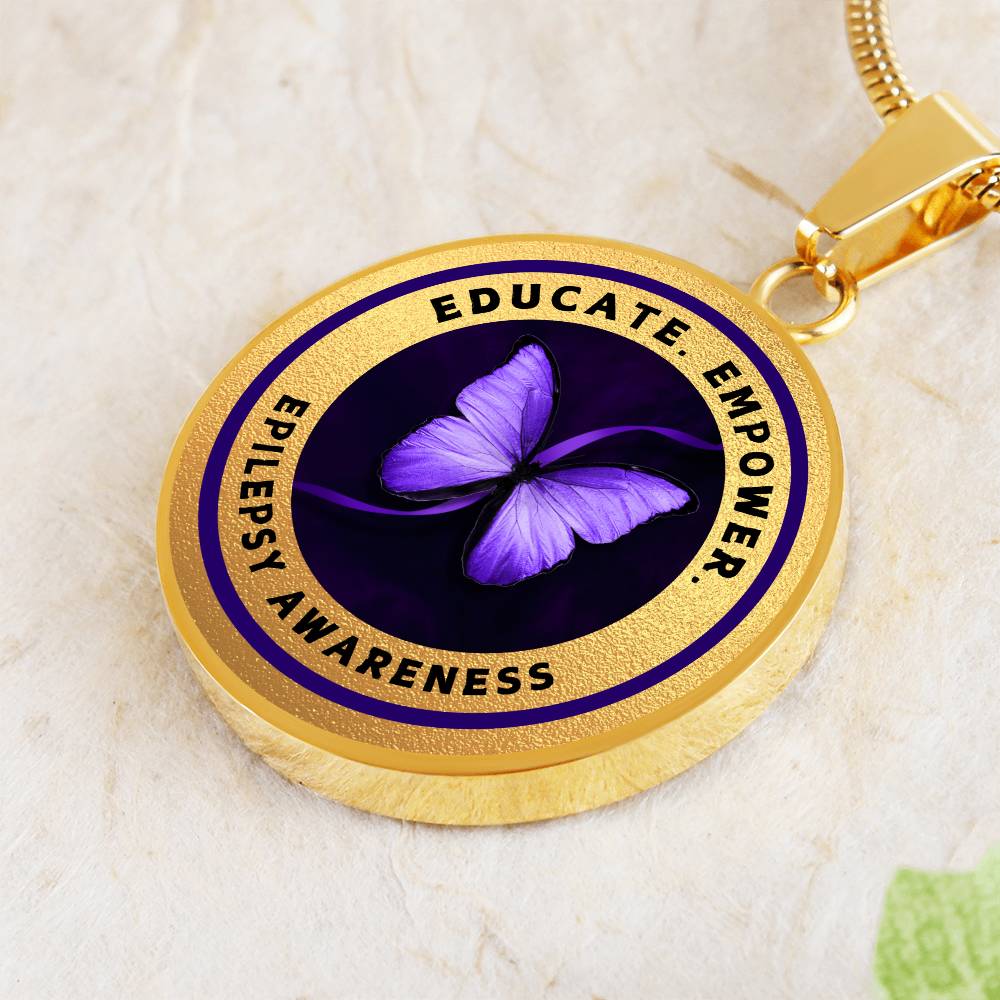 Education, Empower: Epilepsy Awareness Necklace in Gold - Jewelry - Epileptic Al’s Shop