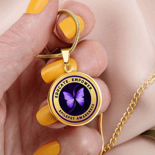 Education, Empower: Epilepsy Awareness Necklace in Gold - Jewelry - Epileptic Al’s Shop