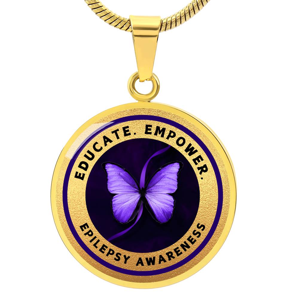 Education, Empower: Epilepsy Awareness Necklace in Gold - Jewelry - Epileptic Al’s Shop