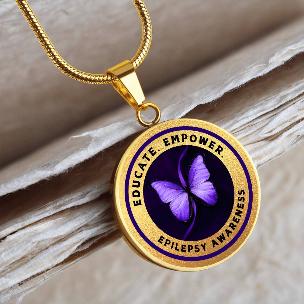 Education, Empower: Epilepsy Awareness Necklace in Gold - Jewelry - Epileptic Al’s Shop