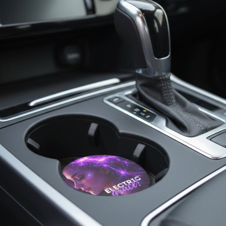 Electric Grace Epilepsy Awareness Soapstone Car Coaster – Purple Lightning Design (Set of 1 or 2) - Vehicle Coasters - EpiAl's Shop