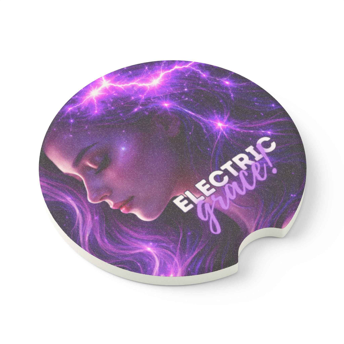 Electric Grace Epilepsy Awareness Soapstone Car Coaster – Purple Lightning Design (Set of 1 or 2) - Vehicle Coasters - EpiAl's Shop