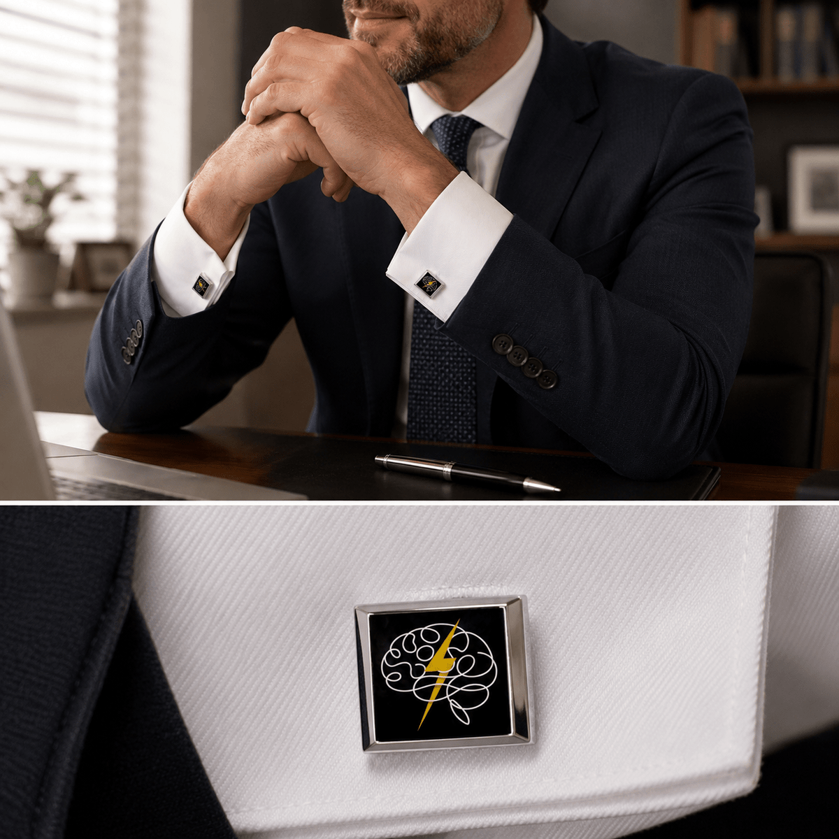 Electric Mind Brain Cufflinks, Elegant Men's Accessory - Jewelry, Cufflinks - EpiAl's Shop