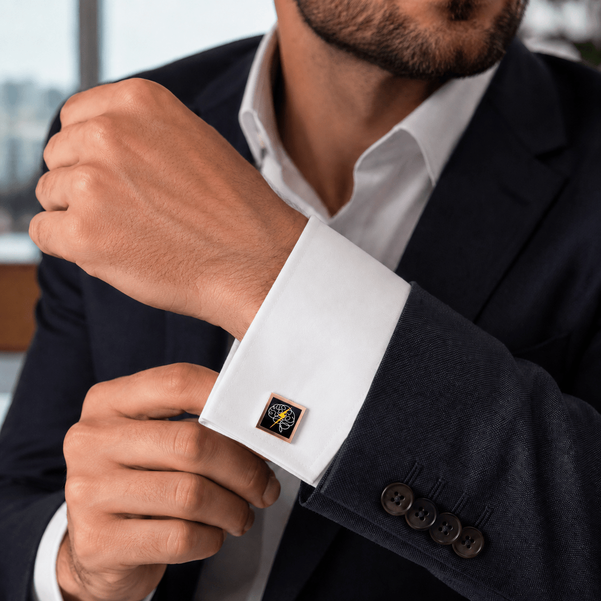 Electric Mind Brain Cufflinks, Elegant Men's Accessory - Jewelry, Cufflinks - EpiAl's Shop