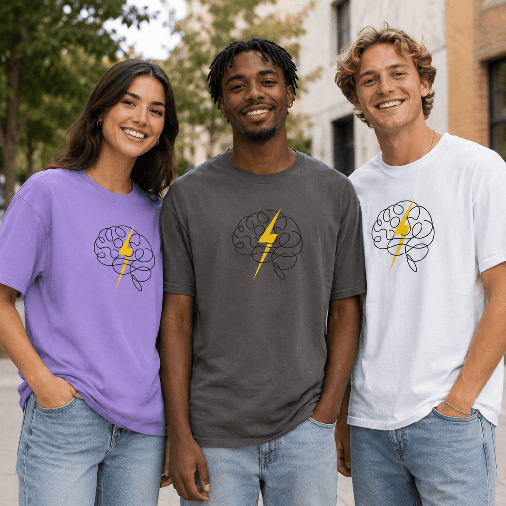 Electric Mind Brain Lightning Garment-Dyed T-Shirt - Clothing, Unisex, T-Shirts - EpiAl's Shop