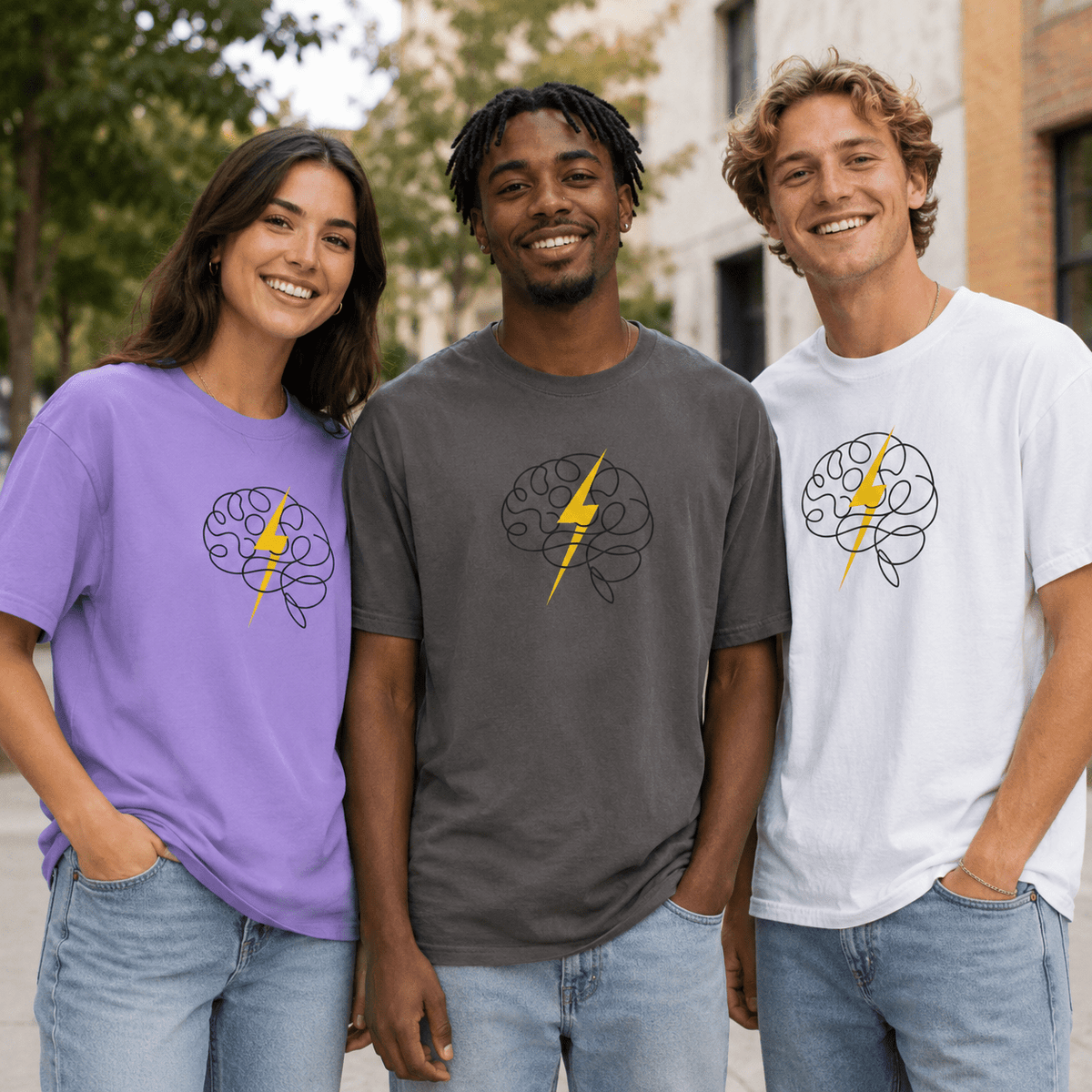 Electric Mind Brain Lightning Garment-Dyed T-Shirt - Clothing, Unisex, T-Shirts - EpiAl's Shop