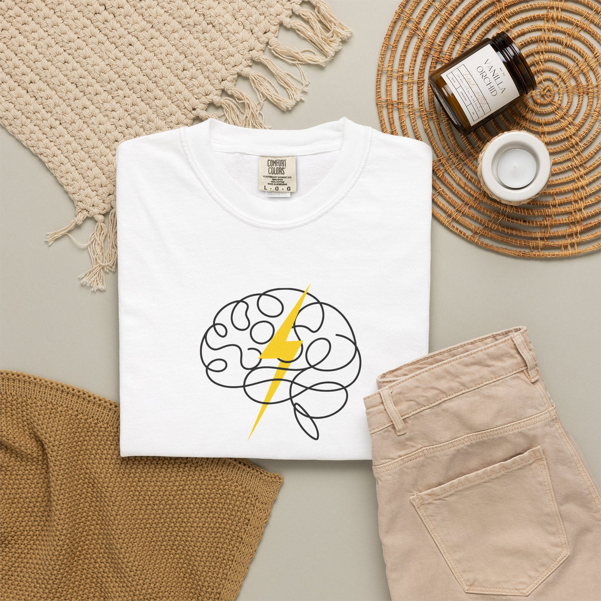 Electric Mind Brain Lightning Garment-Dyed T-Shirt - Clothing, Unisex, T-Shirts - EpiAl's Shop
