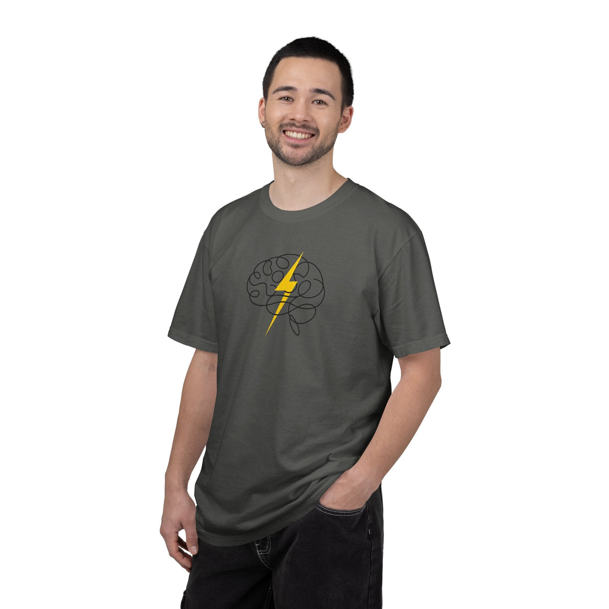 Electric Mind Brain Lightning Garment-Dyed T-Shirt - Clothing, Unisex, T-Shirts - EpiAl's Shop