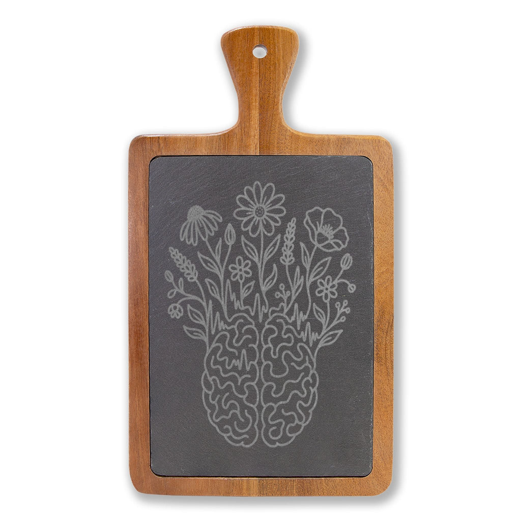 Electric Wildflower Epilepsy Awareness Acacia and Slate Charcuterie Board - Boards & Trays, Charcuterie - EpiAl's Shop