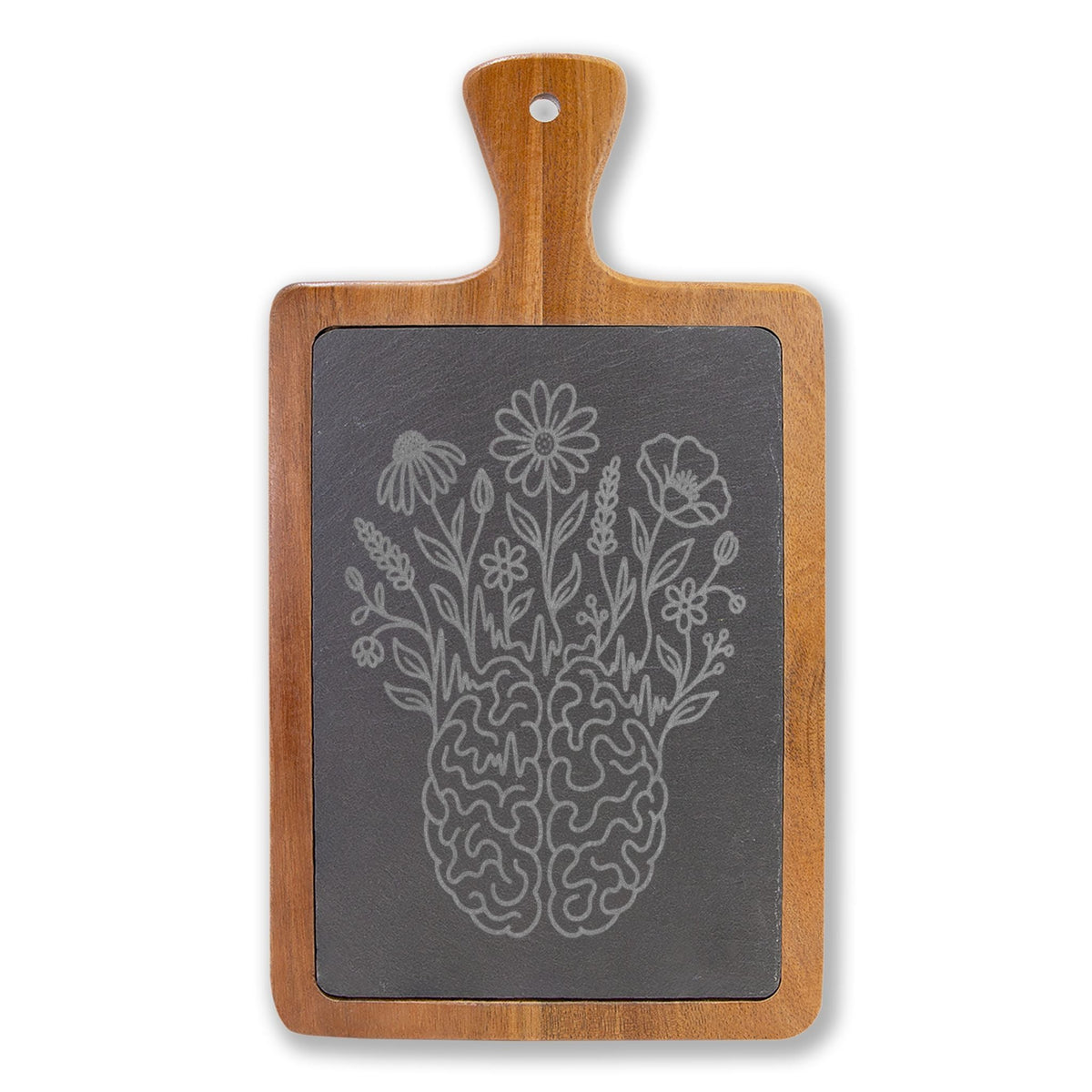 Electric Wildflower Epilepsy Awareness Acacia and Slate Charcuterie Board - Boards & Trays, Charcuterie - EpiAl's Shop
