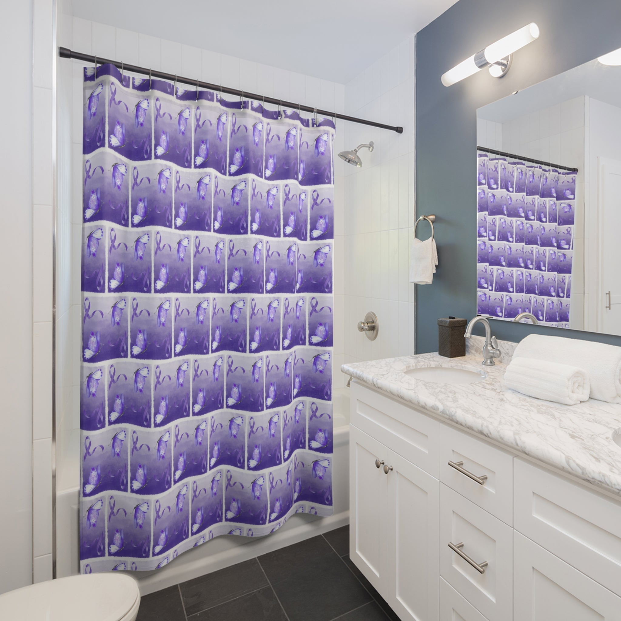 Elegant Butterfly Shower Curtain - Transform Your Bathroom with Purple Decor - Decor, Bathroom, Shower Curtains - EpiAl's Shop