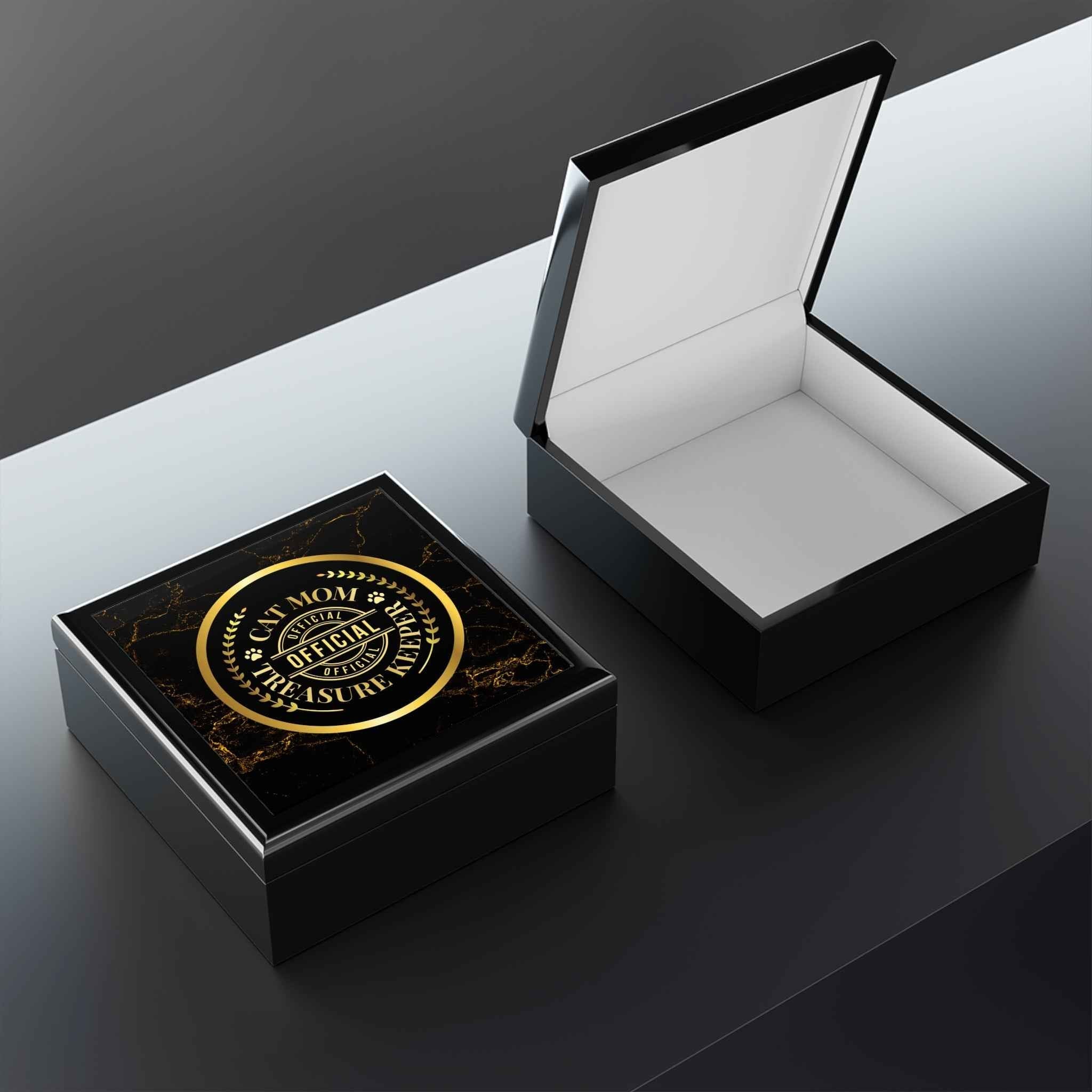 Elegant Cat Mom Keepsake Box with Glossy Black Finish - Decor, Jewelry Boxes - EpiAl's Shop