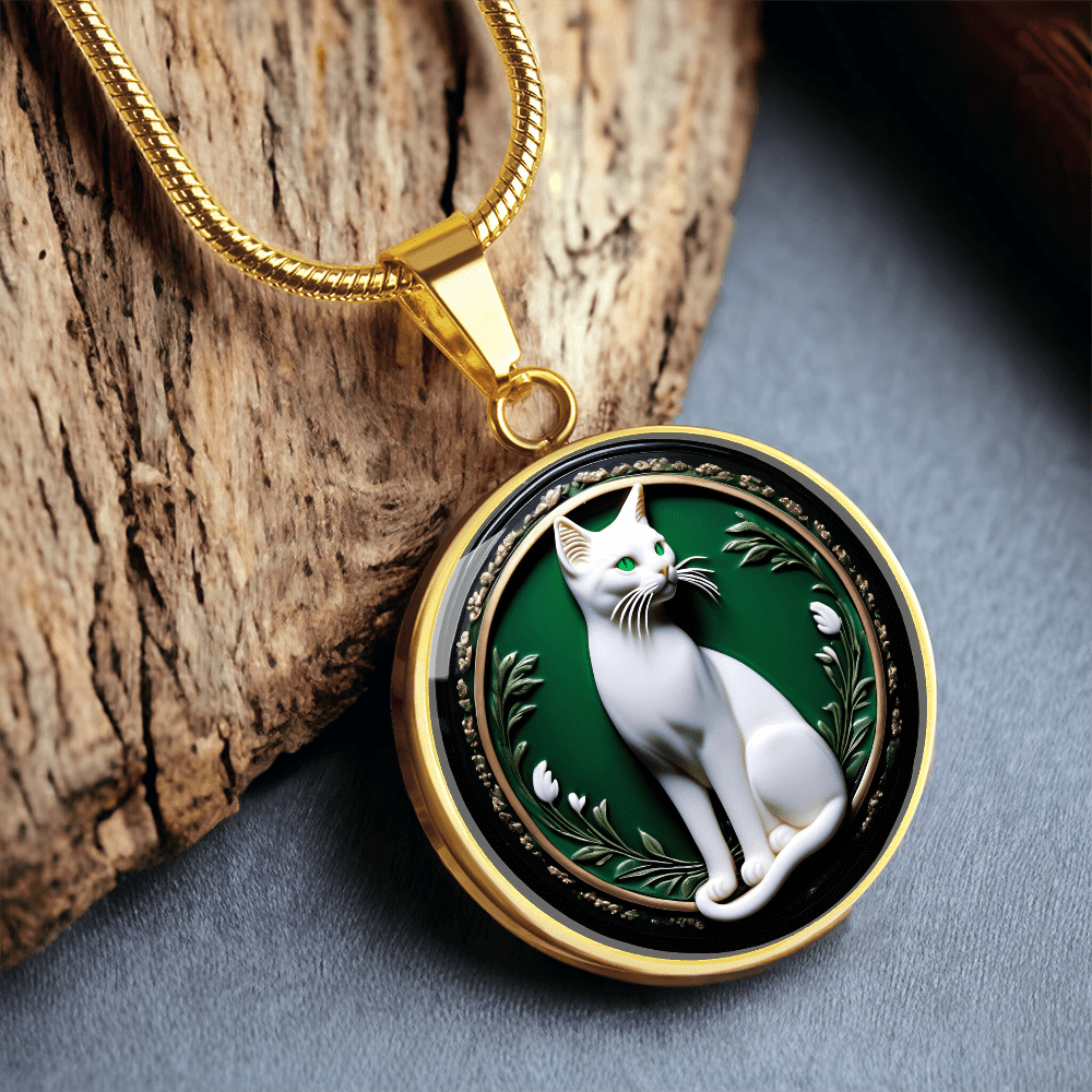 Elegant Green Eyed Cat Cameo Necklace - Jewelry, Necklaces - EpiAl's Shop
