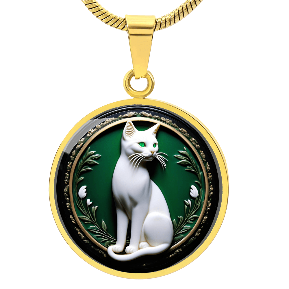 Elegant Green Eyed Cat Cameo Necklace - Jewelry, Necklaces - EpiAl's Shop