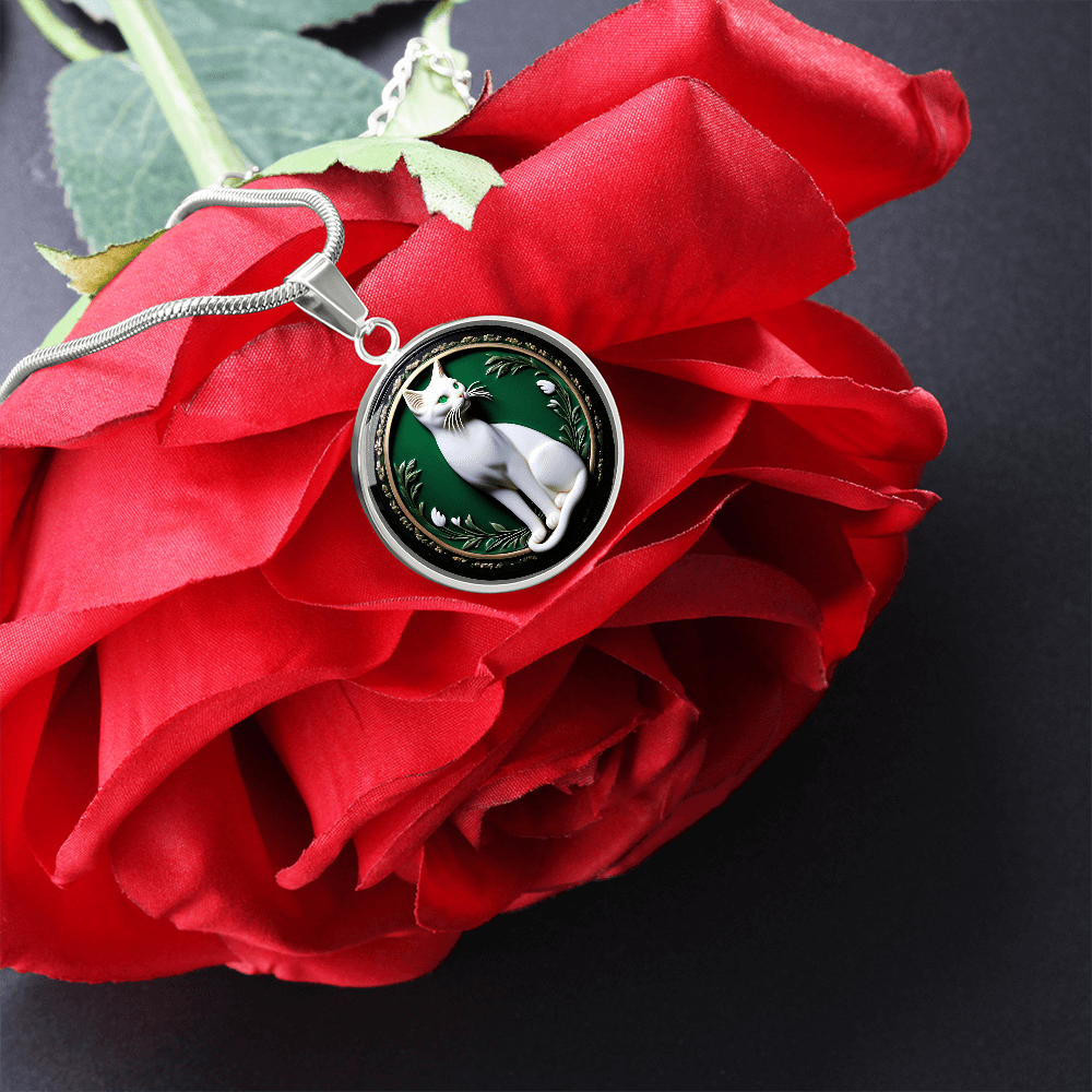 Elegant Green Eyed Cat Cameo Necklace - Jewelry, Necklaces - EpiAl's Shop