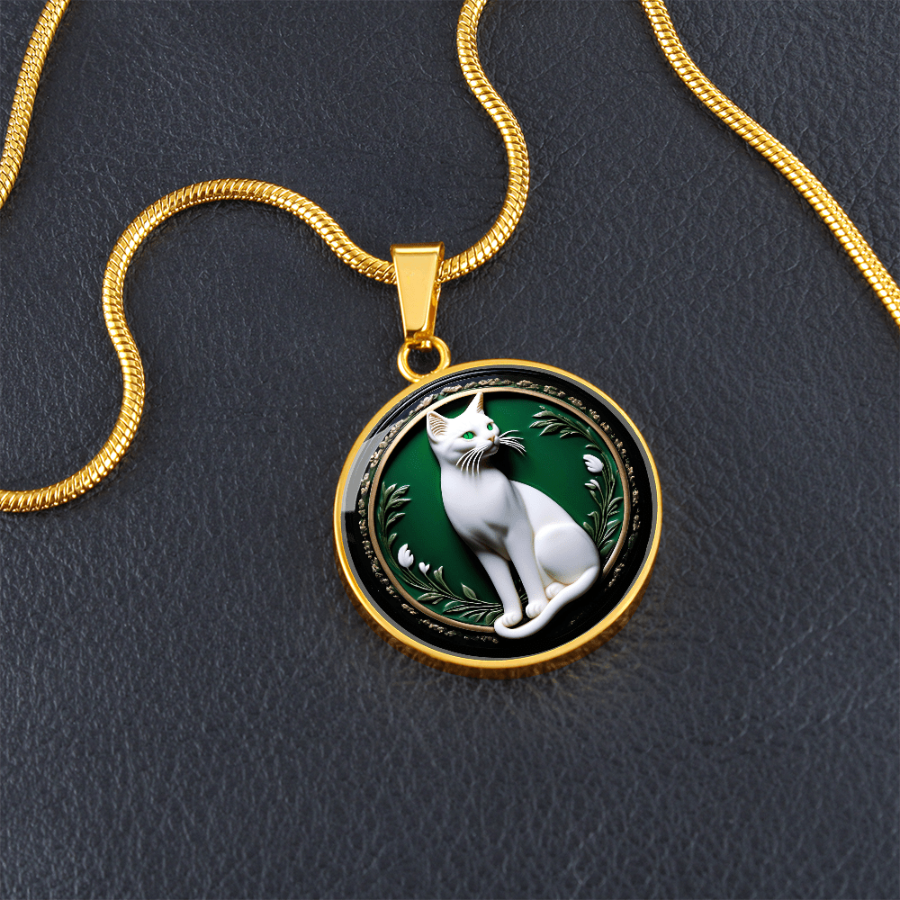 Elegant Green Eyed Cat Cameo Necklace - Jewelry, Necklaces - EpiAl's Shop
