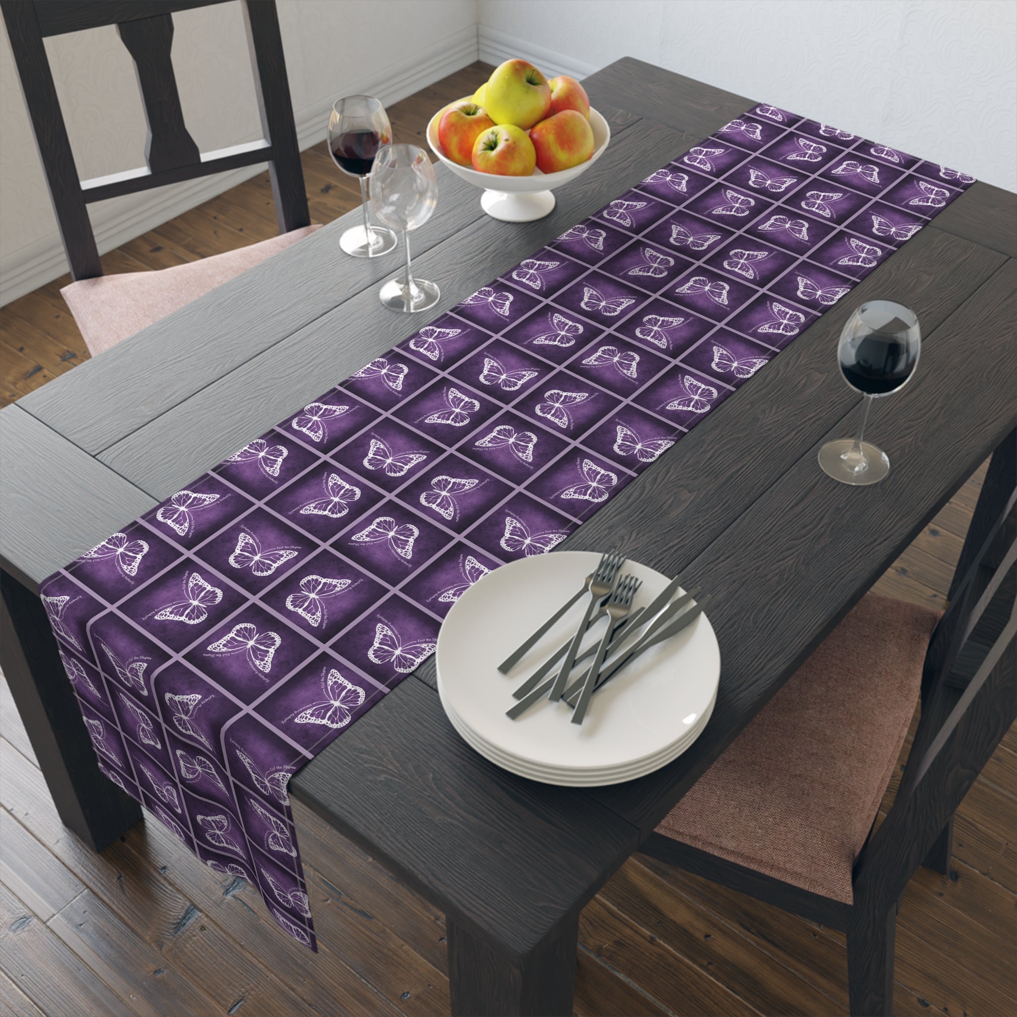 Elegant Purple Butterfly Design Table Runner - Decor, Dining, Table Decor - EpiAl's Shop