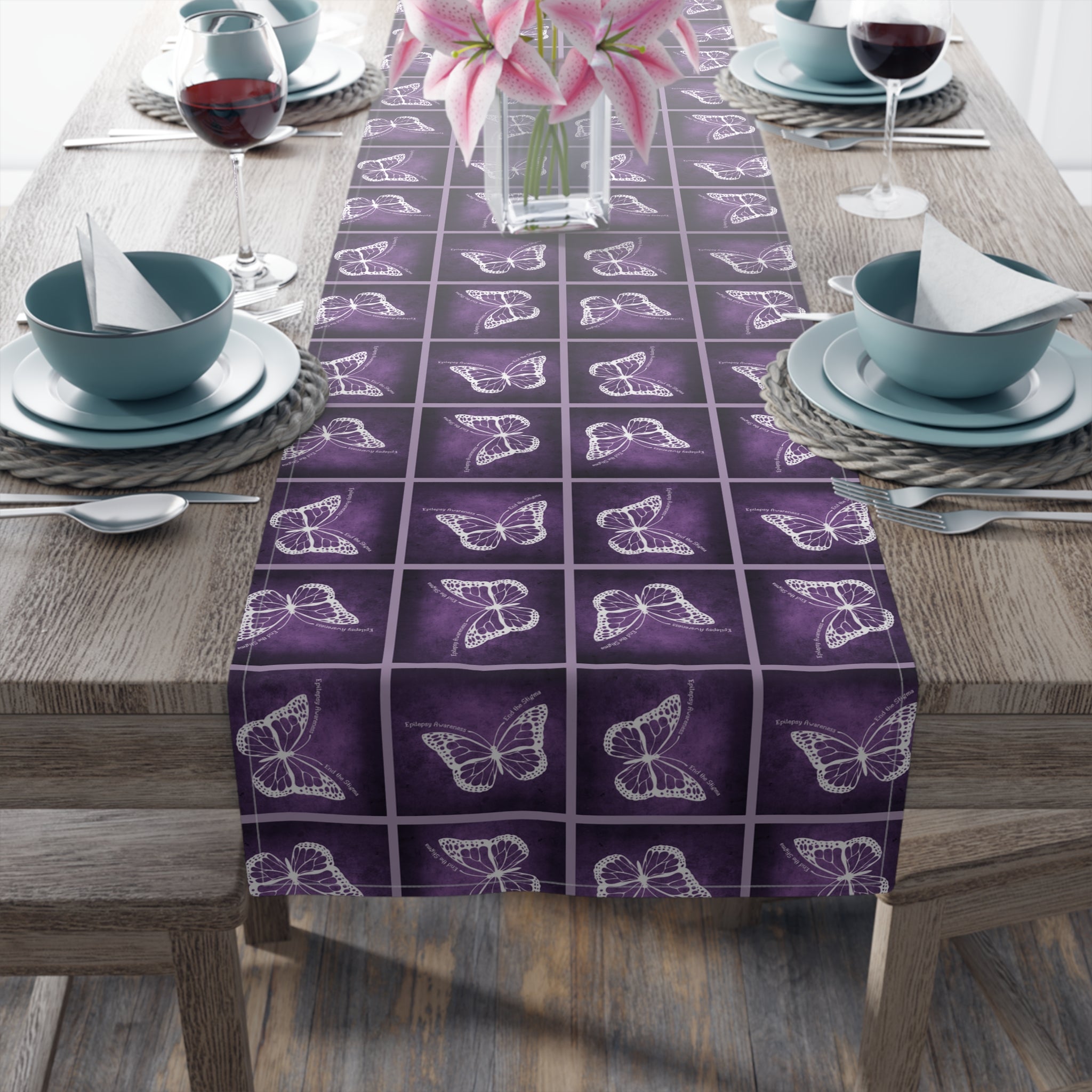 Elegant Purple Butterfly Design Table Runner - Decor, Dining, Table Decor - EpiAl's Shop