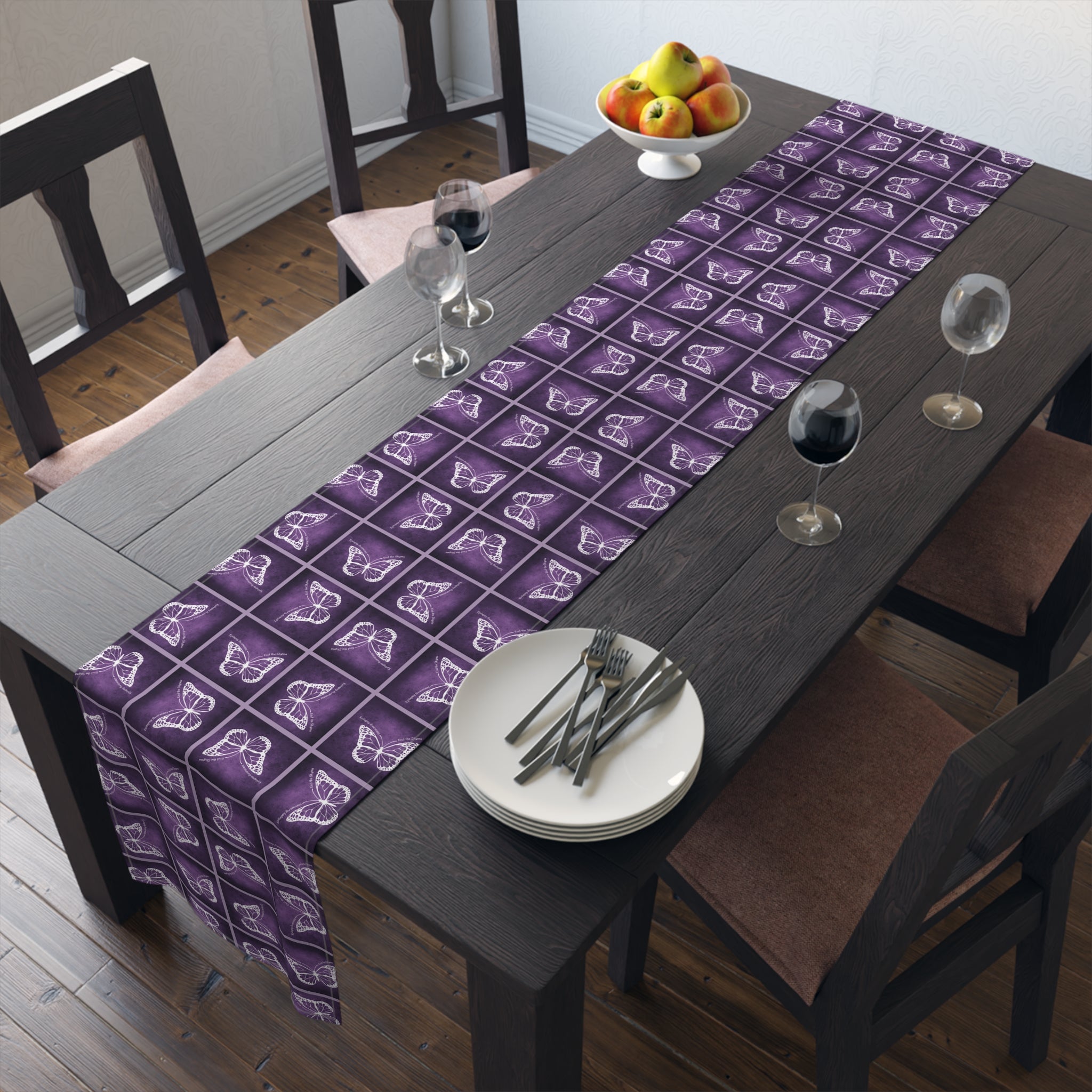 Elegant Purple Butterfly Design Table Runner - Decor, Dining, Table Decor - EpiAl's Shop