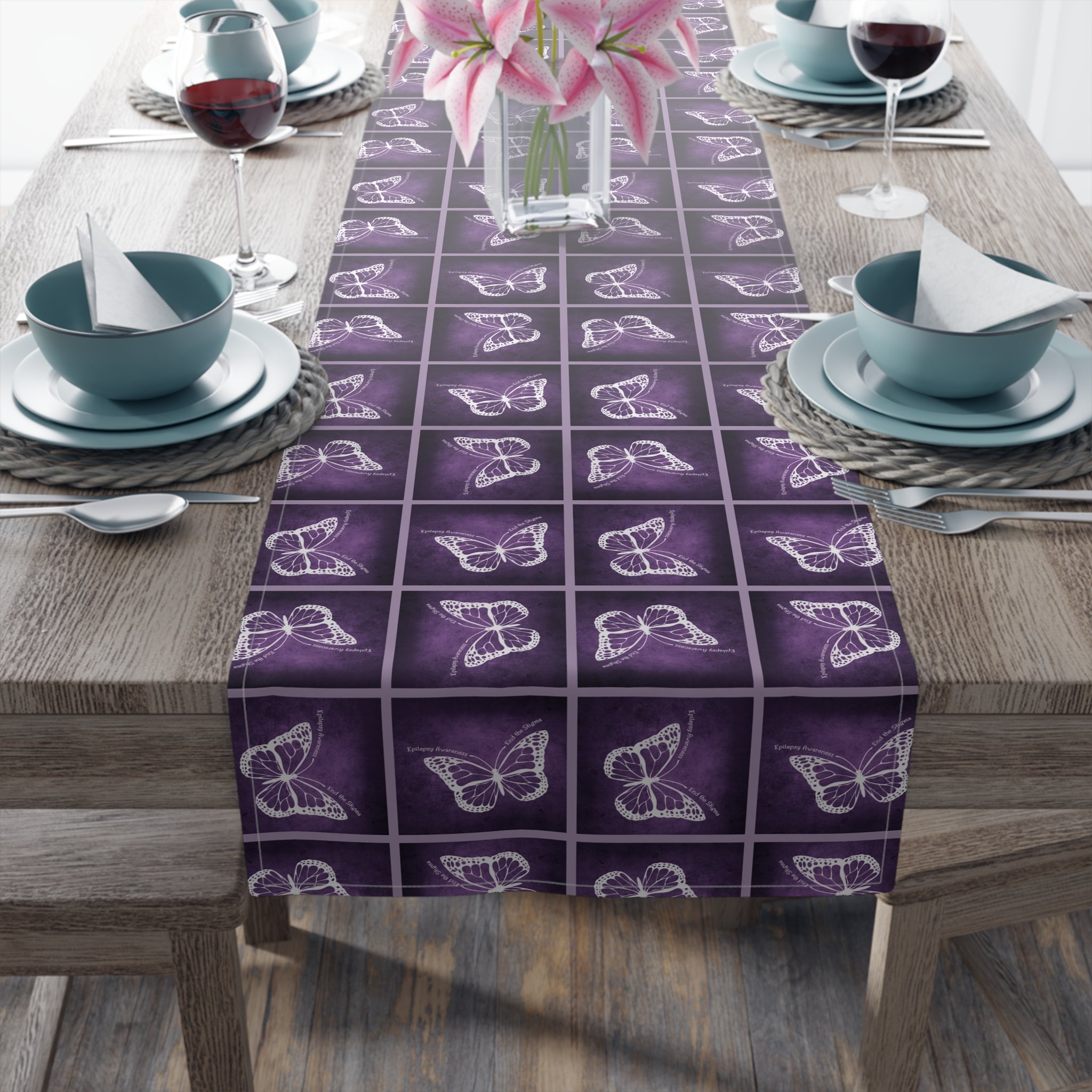 Elegant Purple Butterfly Design Table Runner - Decor, Dining, Table Decor - EpiAl's Shop