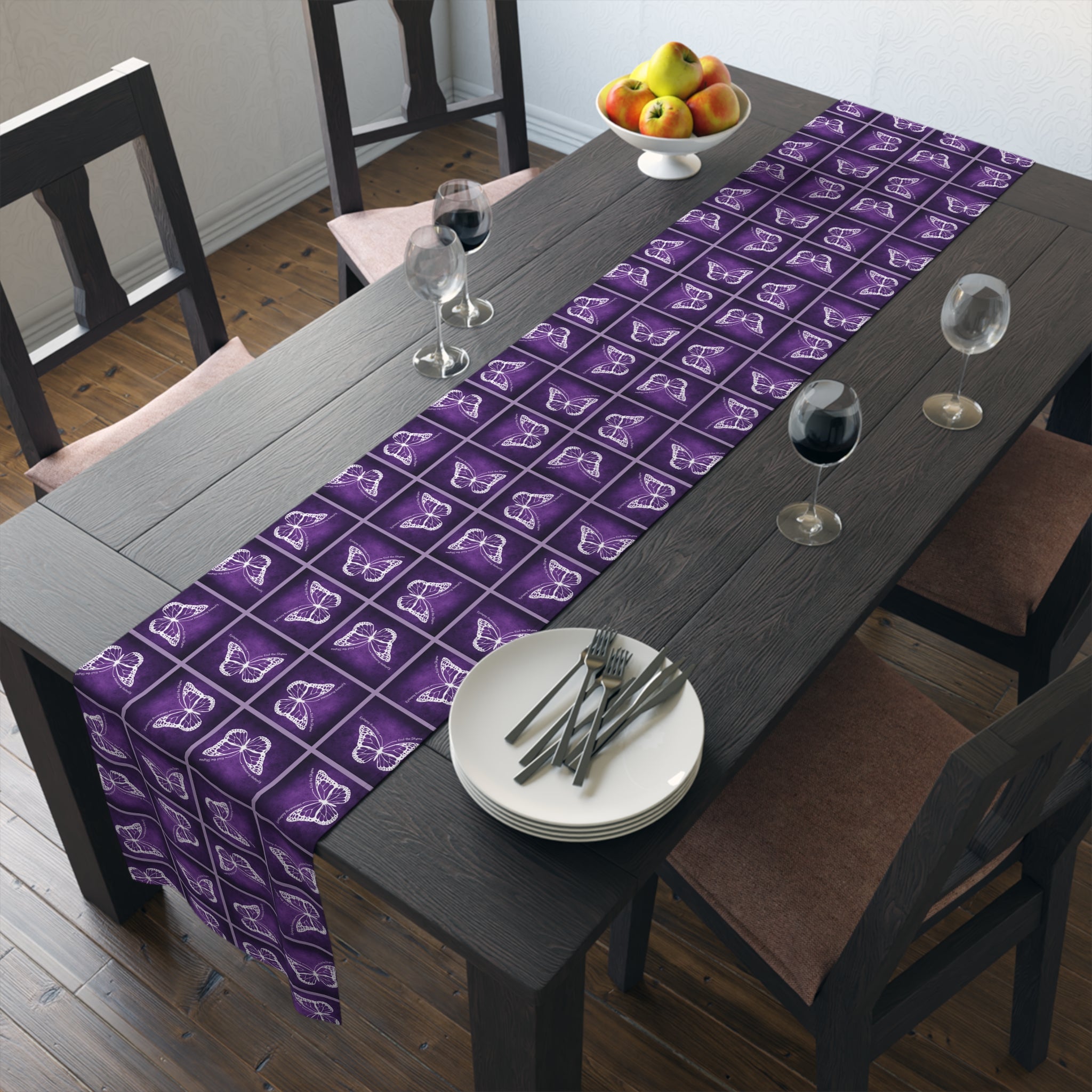 Elegant Purple Butterfly Design Table Runner - Decor, Dining, Table Decor - EpiAl's Shop