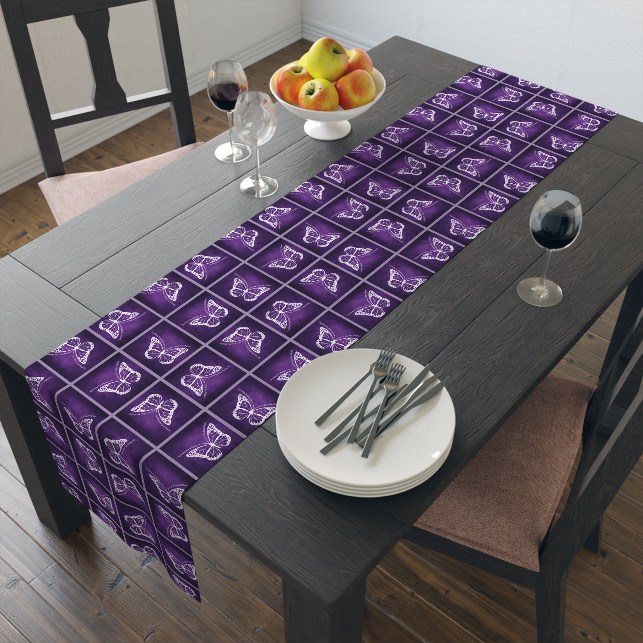 Elegant Purple Butterfly Design Table Runner - Decor, Dining, Table Decor - EpiAl's Shop