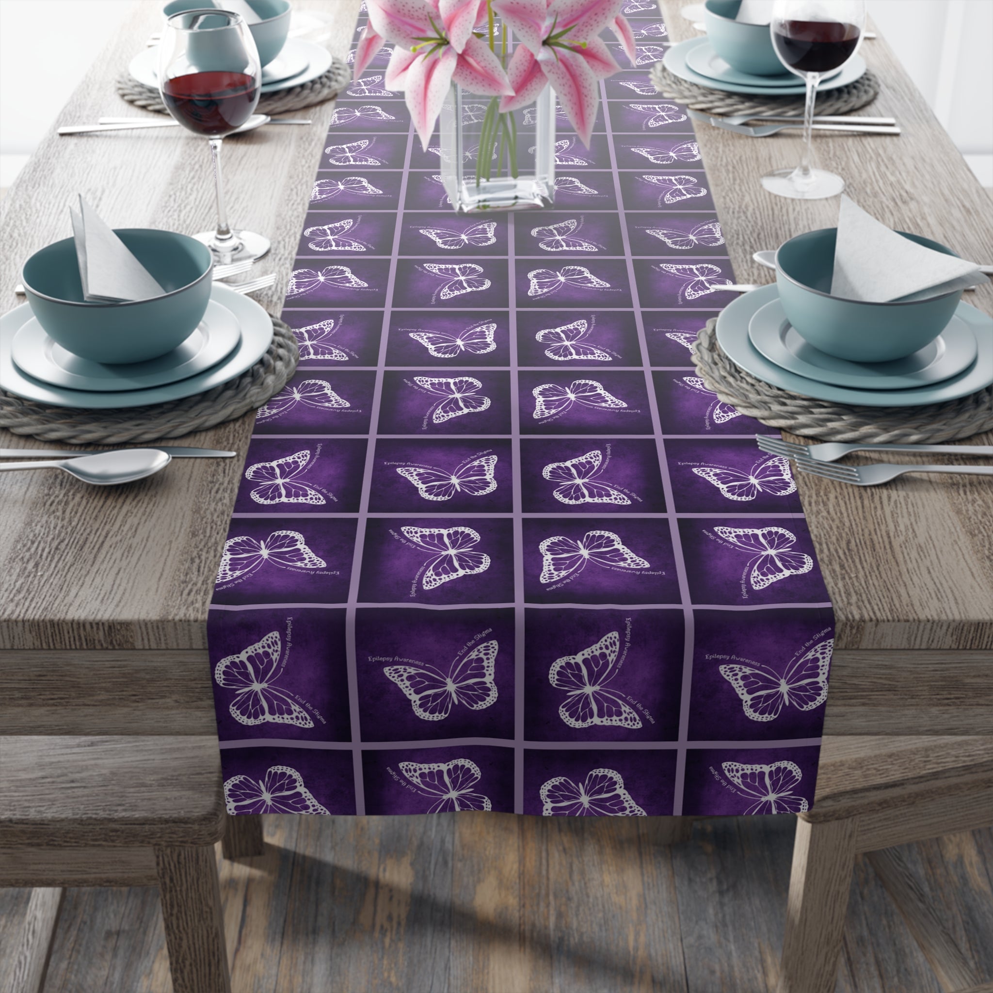Elegant Purple Butterfly Design Table Runner - Decor, Dining, Table Decor - EpiAl's Shop
