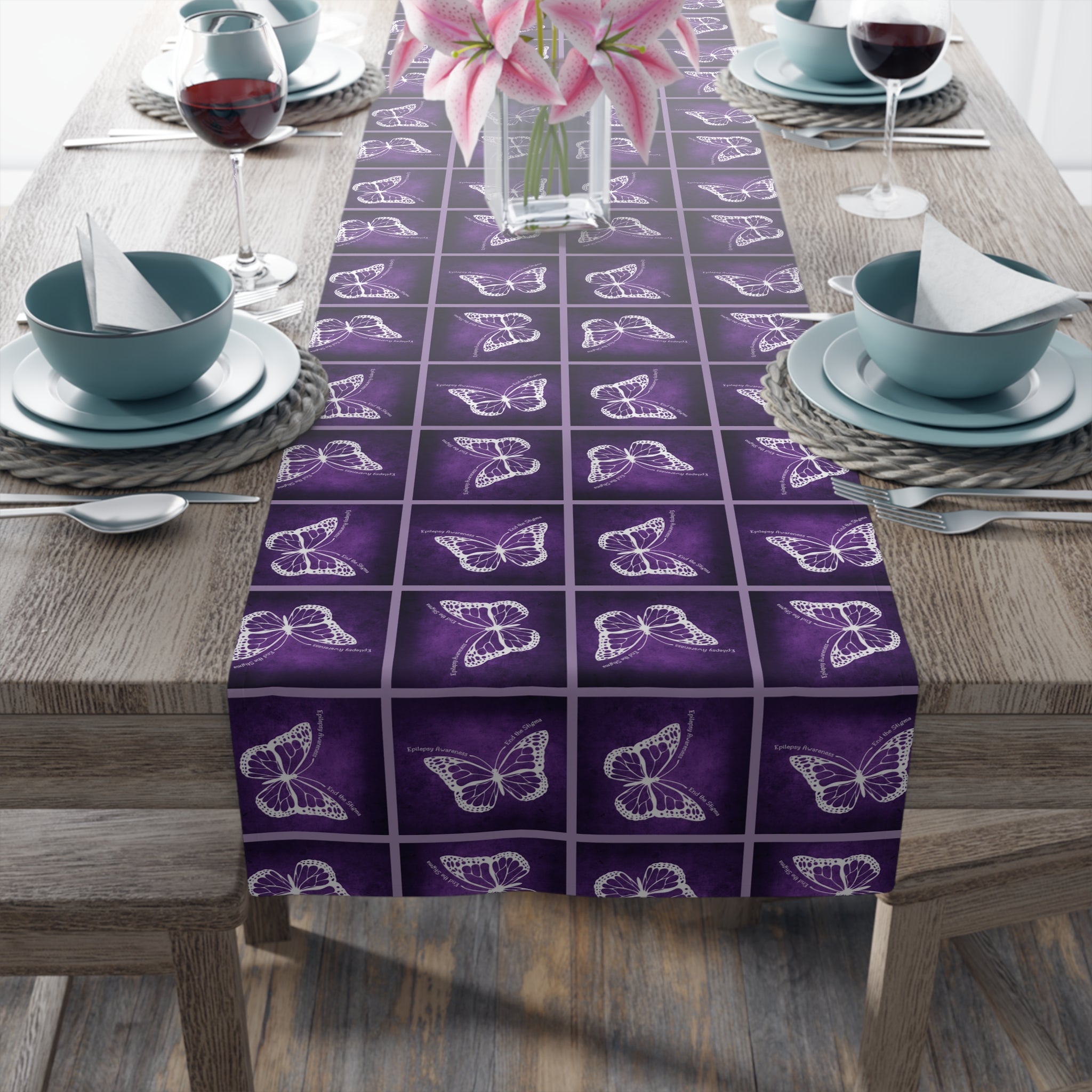 Elegant Purple Butterfly Design Table Runner - Decor, Dining, Table Decor - EpiAl's Shop