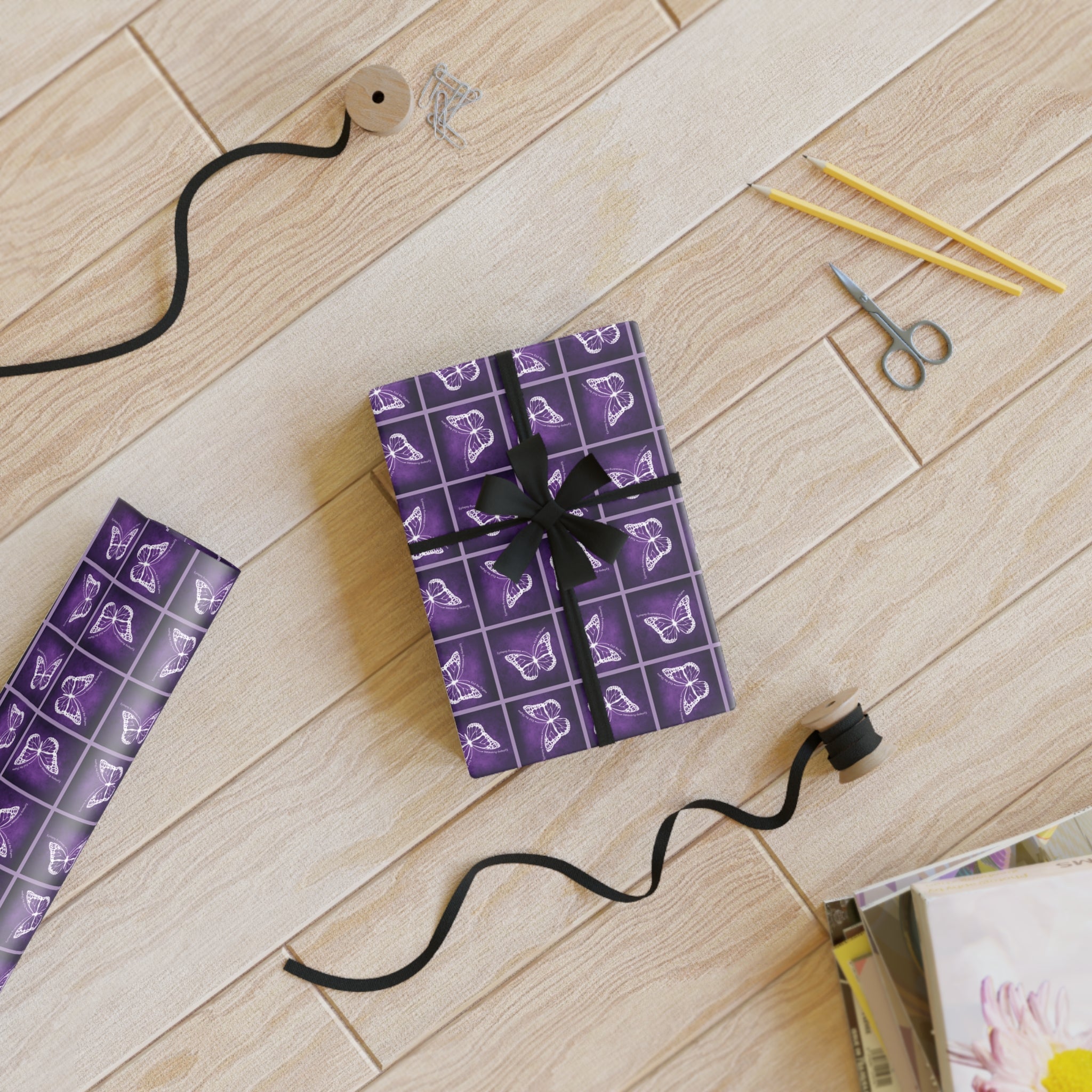 Elegant Purple Butterfly Gift Wrapping Paper Roll - Perfect for All Occasions - Paper Products, Gift Wrapping Paper - EpiAl's Shop