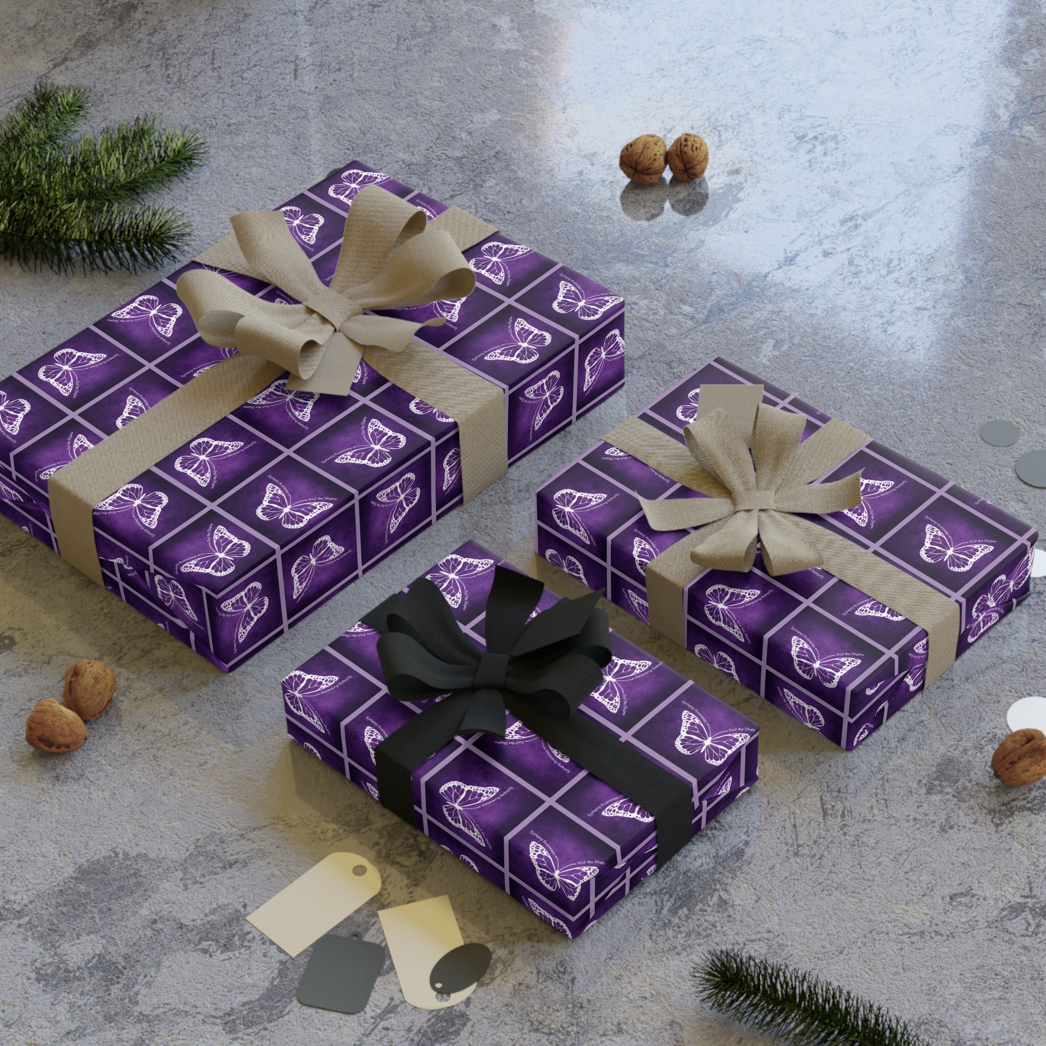 Elegant Purple Butterfly Gift Wrapping Paper Roll - Perfect for All Occasions - Paper Products, Gift Wrapping Paper - EpiAl's Shop