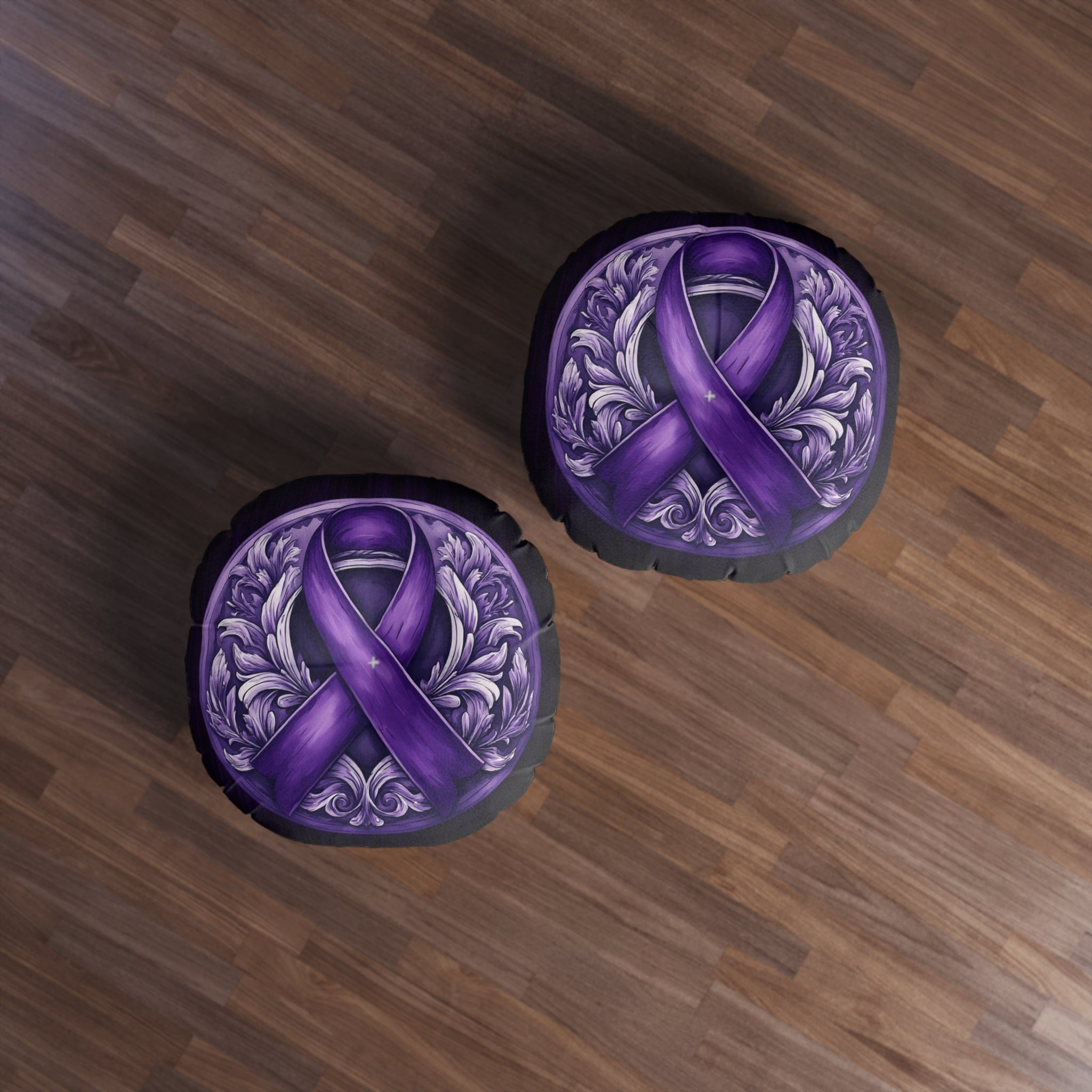 Elegant Purple Ribbon Tufted Floor Pillow, Round - Decor, Home, Pillows - EpiAl's Shop