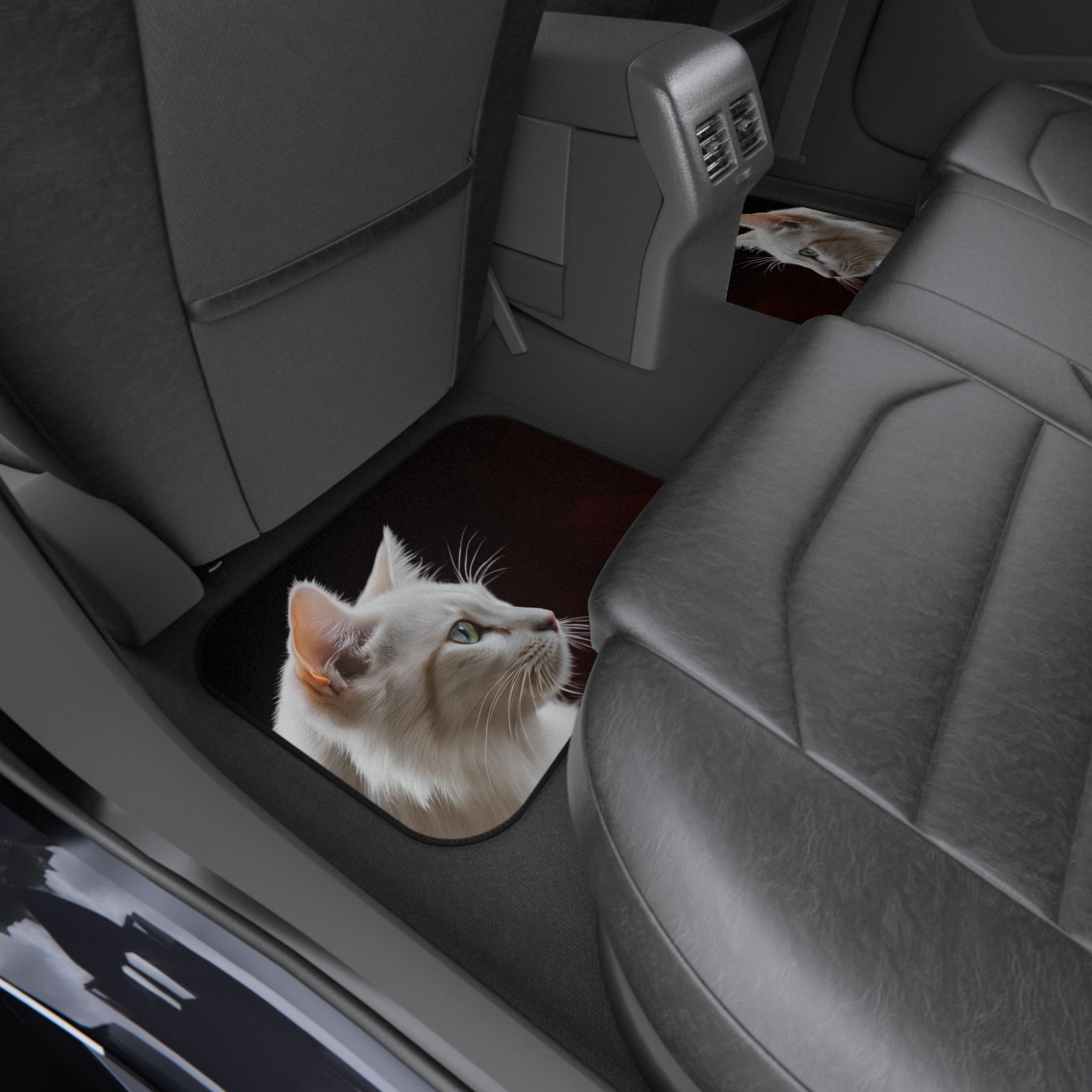 Elegant White Cat Car Mats - Set of 4 - Stylish Auto Accessories for Pet Lovers - Accessories, Auto, Spare Tire Covers - EpiAl's Shop