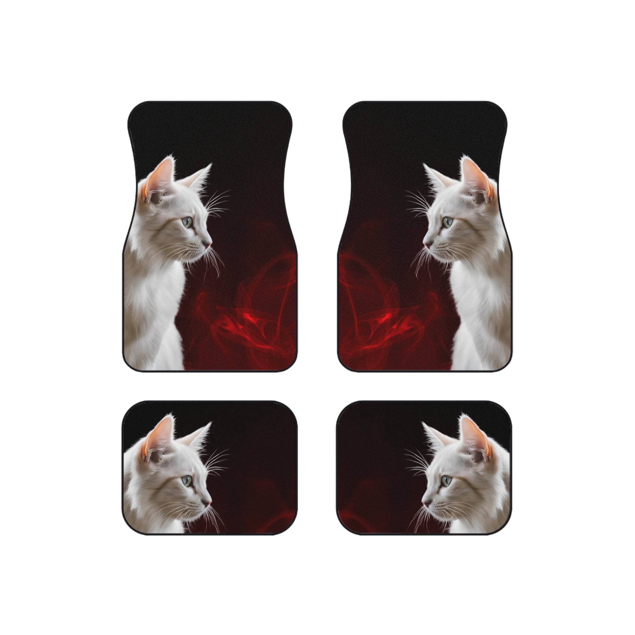 Elegant White Cat Car Mats - Set of 4 - Stylish Auto Accessories for Pet Lovers - Accessories, Auto, Spare Tire Covers - EpiAl's Shop