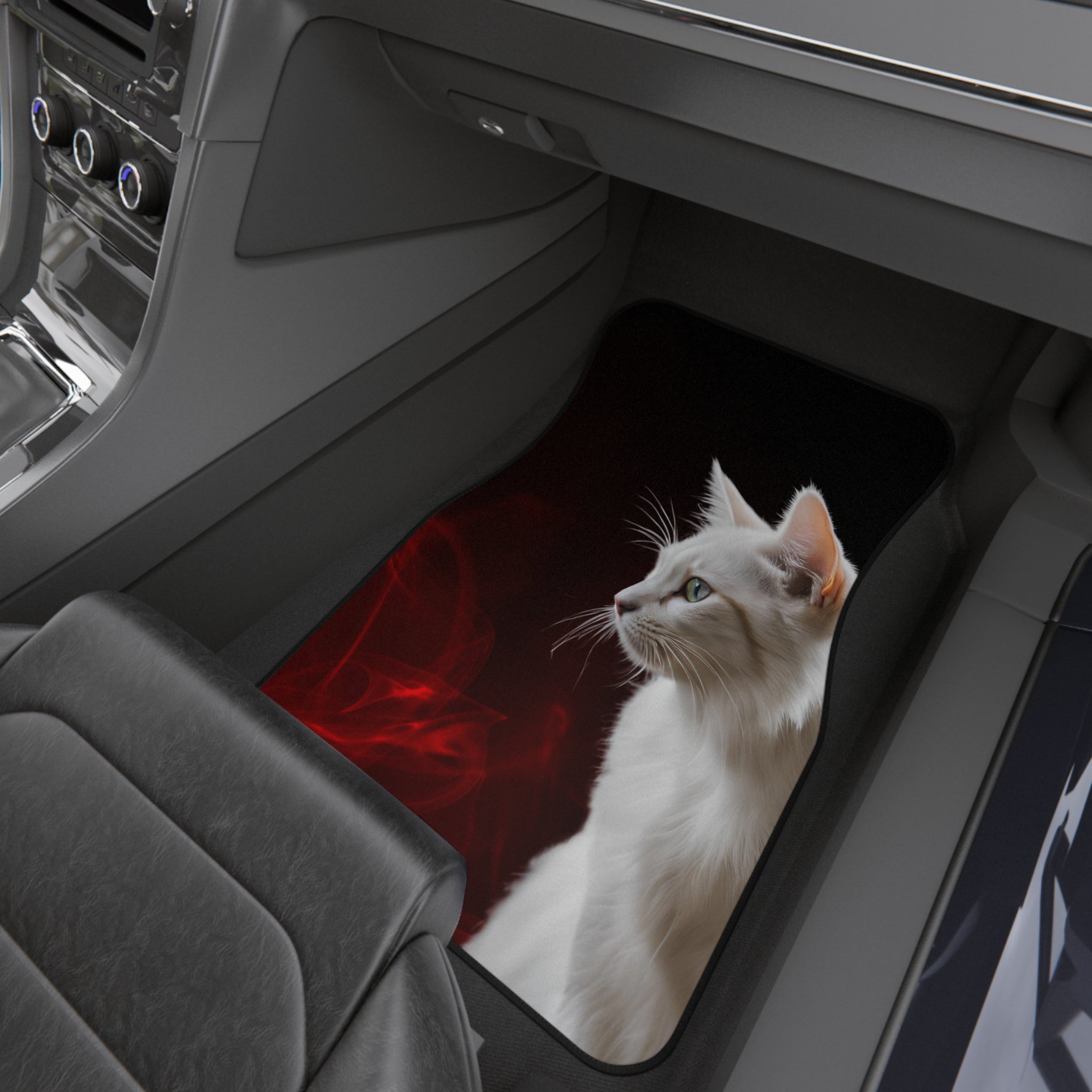 Elegant White Cat Car Mats - Set of 4 - Stylish Auto Accessories for Pet Lovers - Accessories, Auto, Spare Tire Covers - EpiAl's Shop